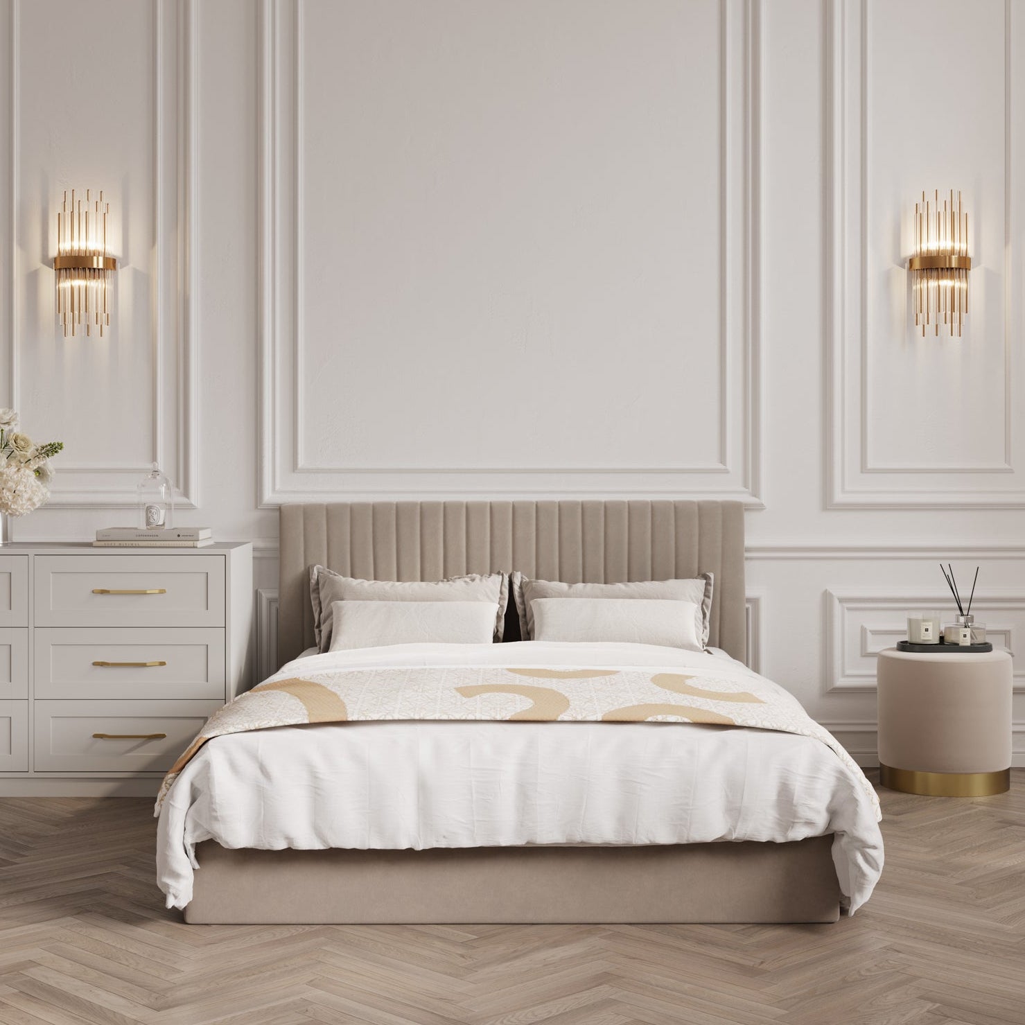 Vienna Beige Ottoman Double Bed