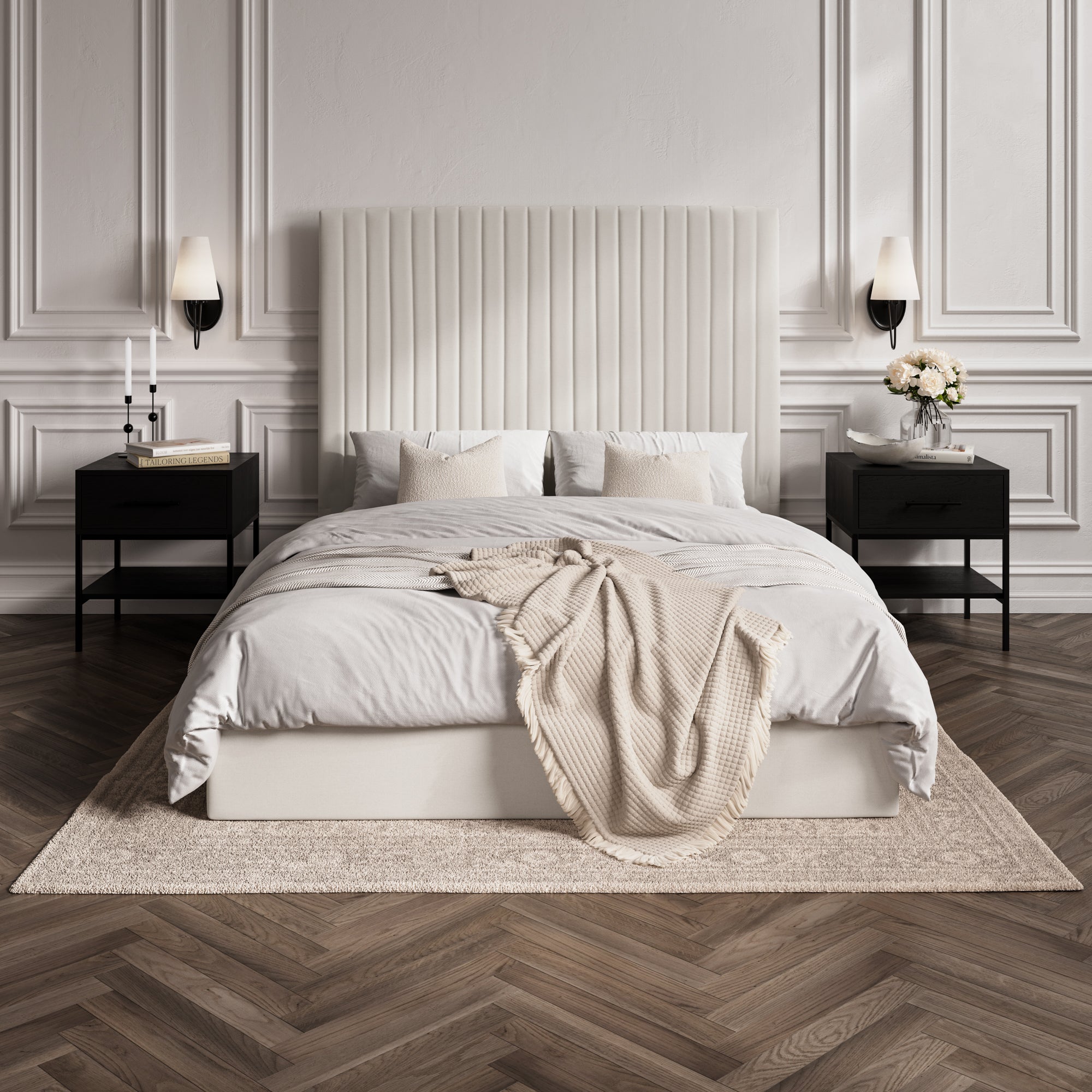 Vienna Milk Tall Ottoman Double Bed