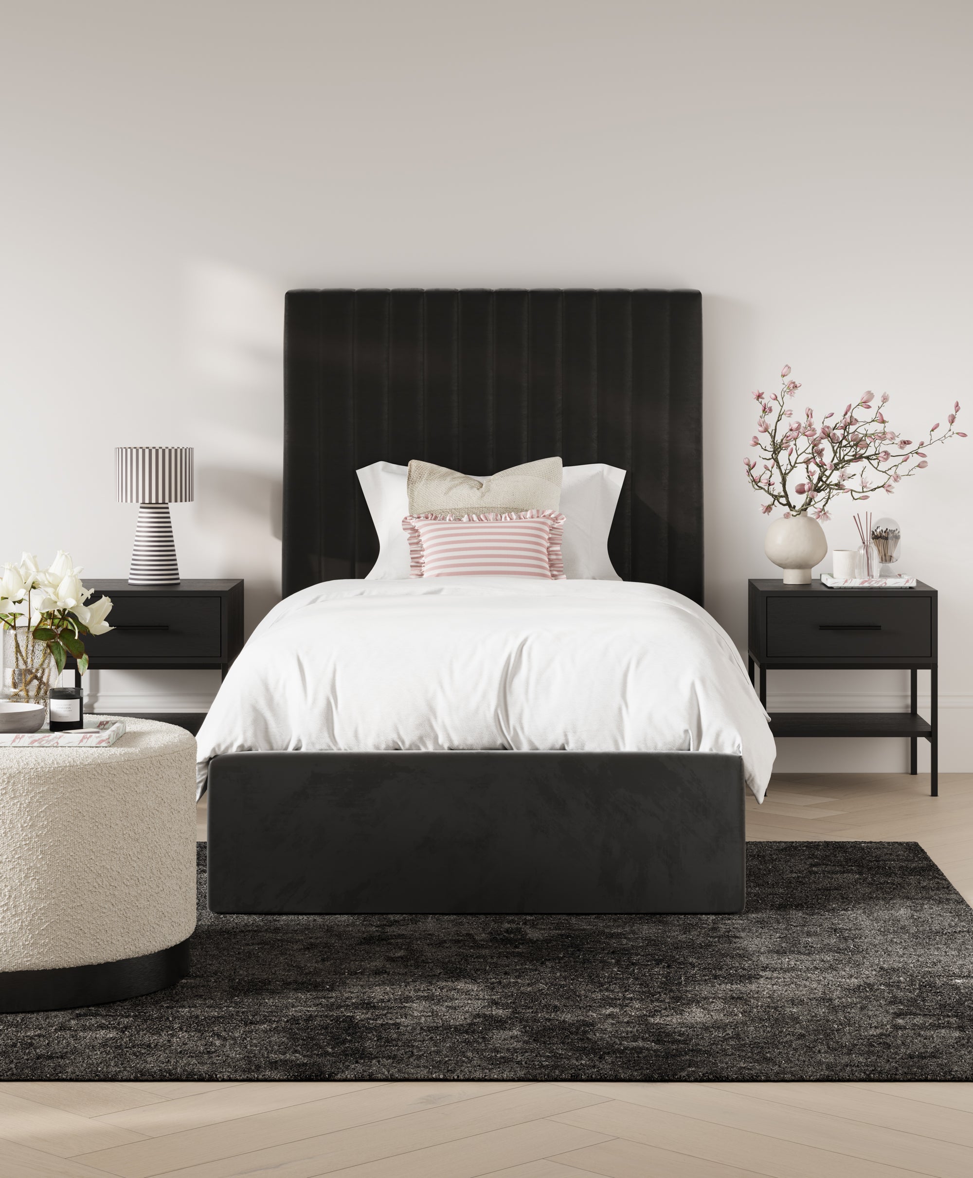 Vienna Black Tall Ottoman Single Bed