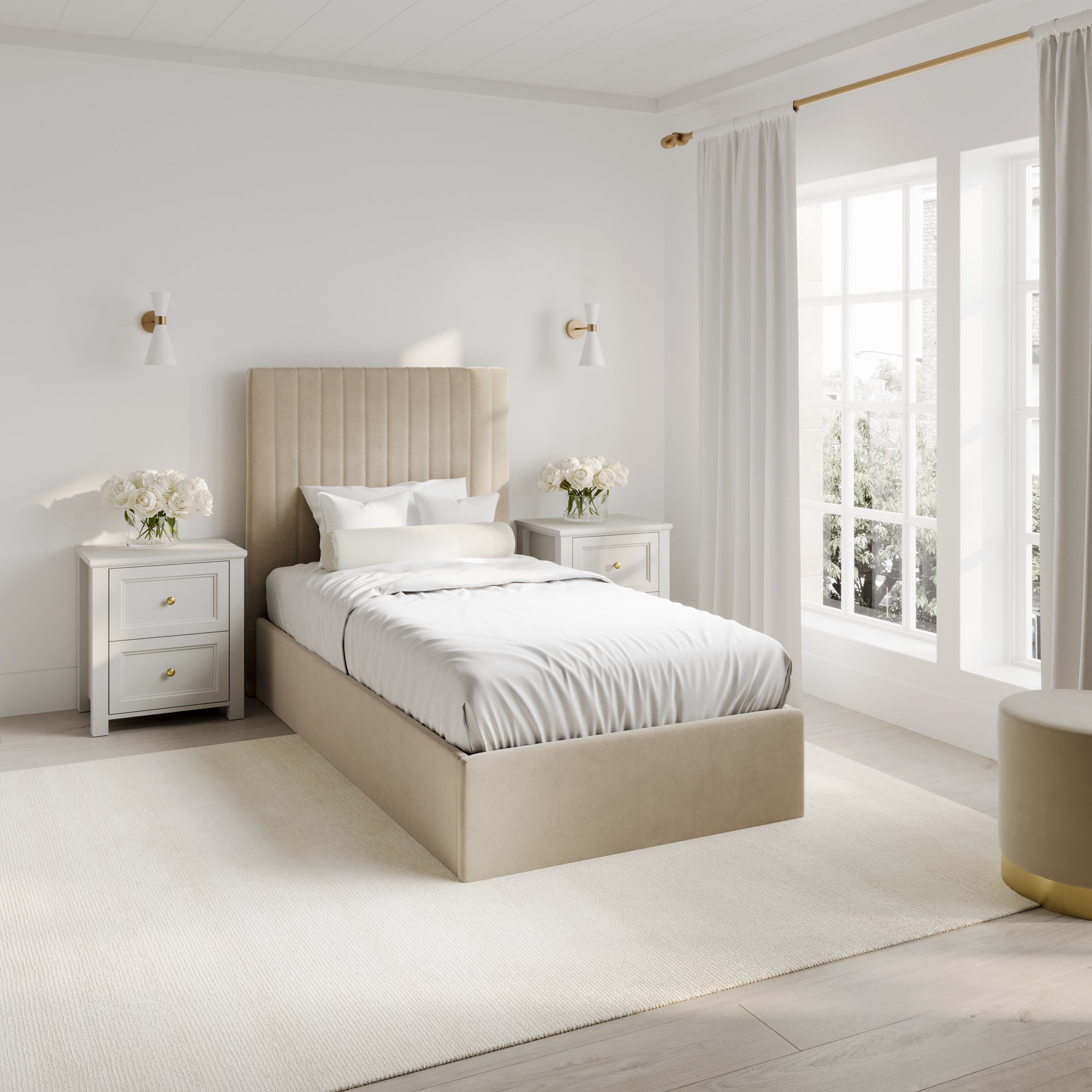 Vienna Beige Tall Ottoman Single Bed