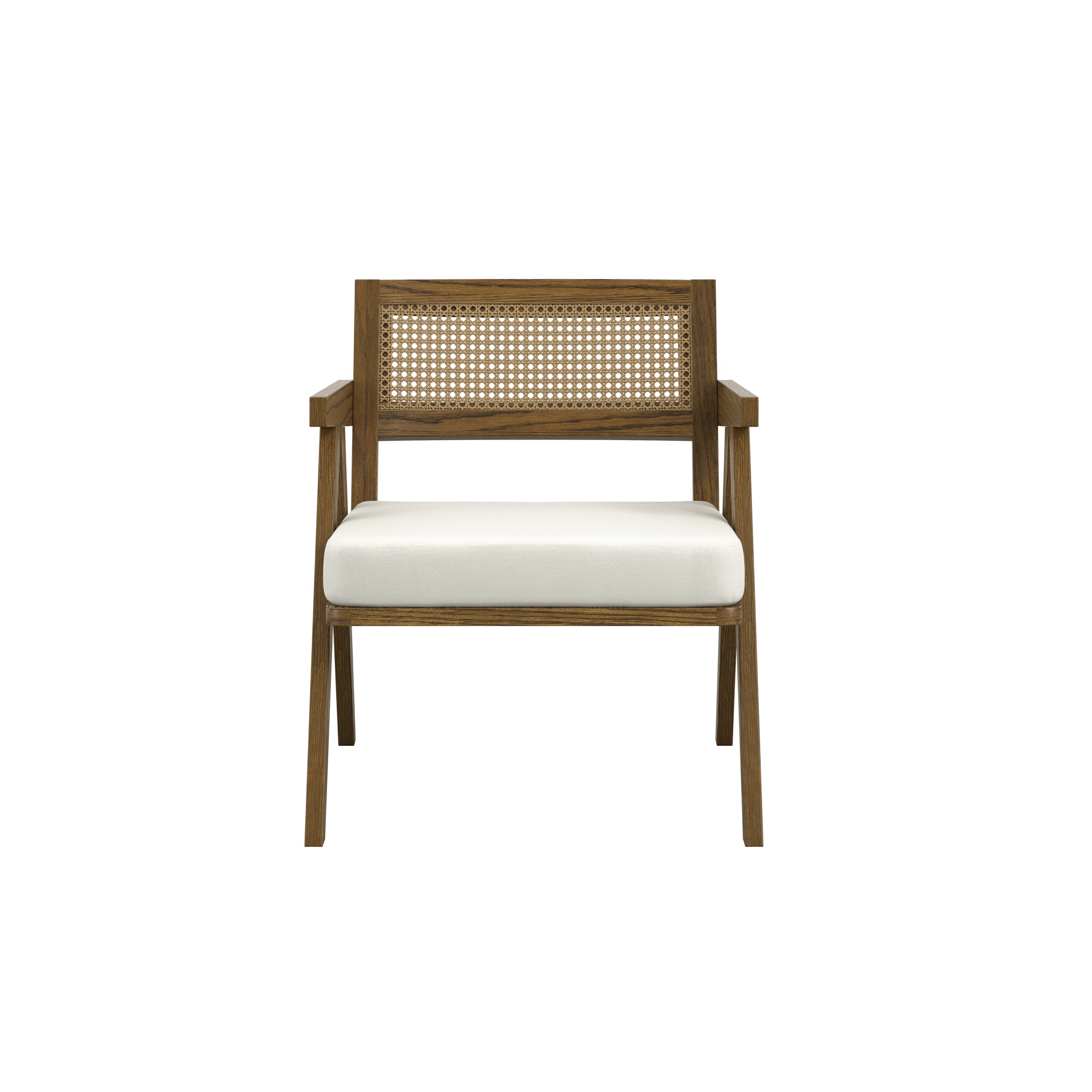 Modern brown armchair with cream cushion