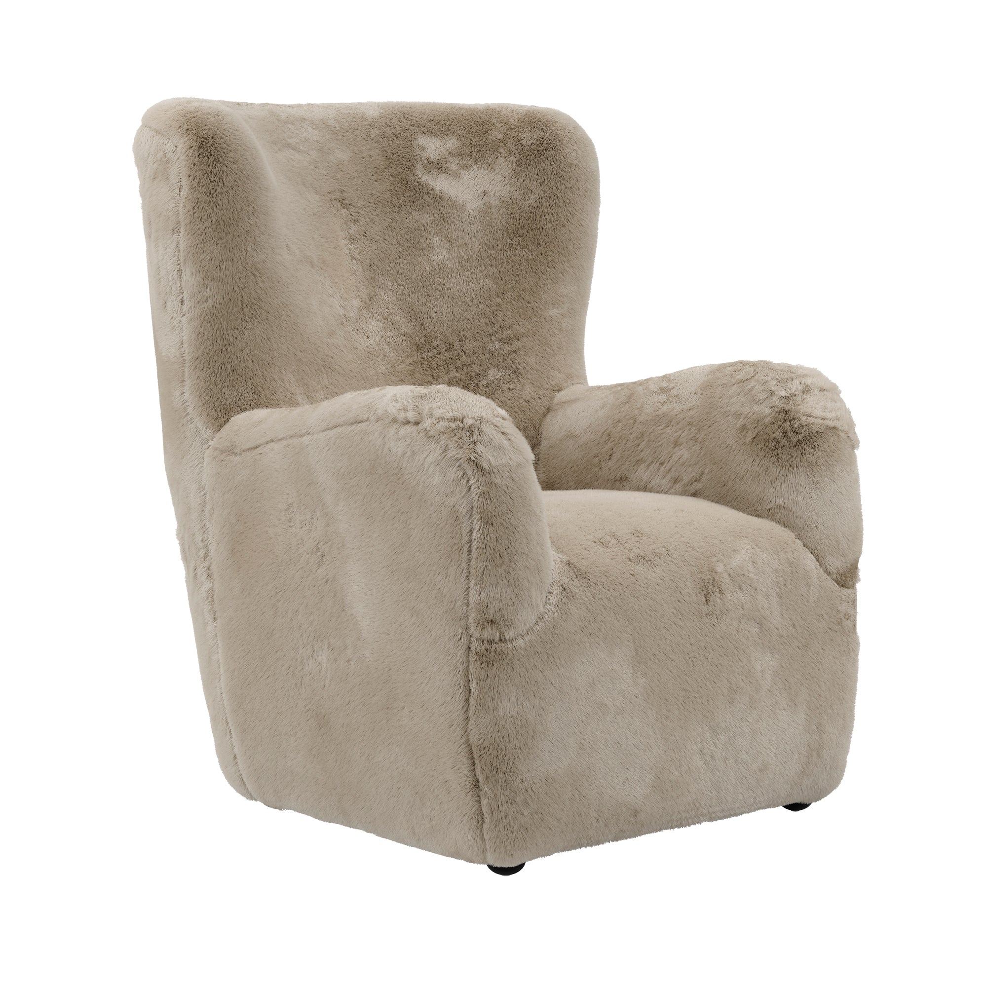 Fur fabric wing backed armchair