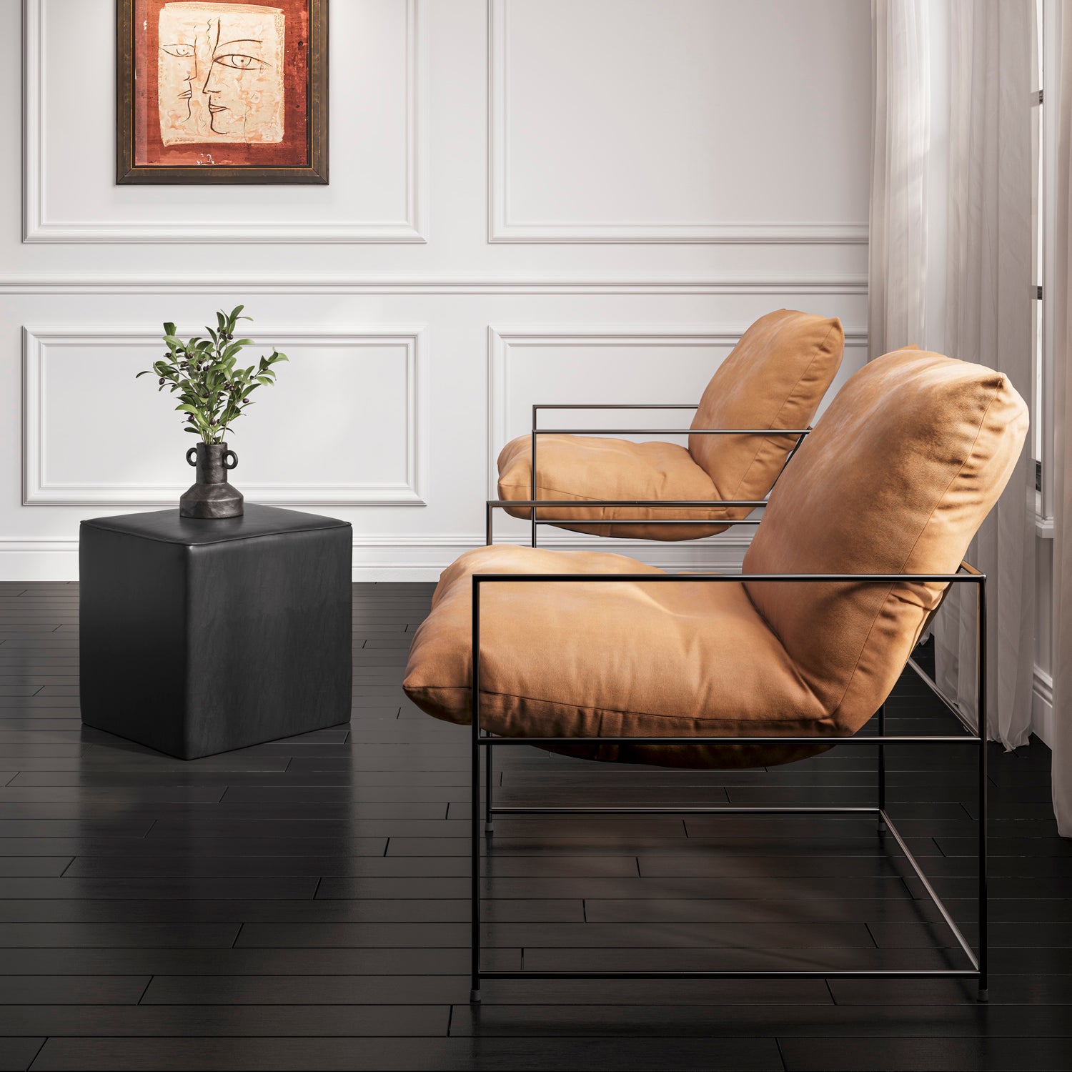 Modern brown accent chair