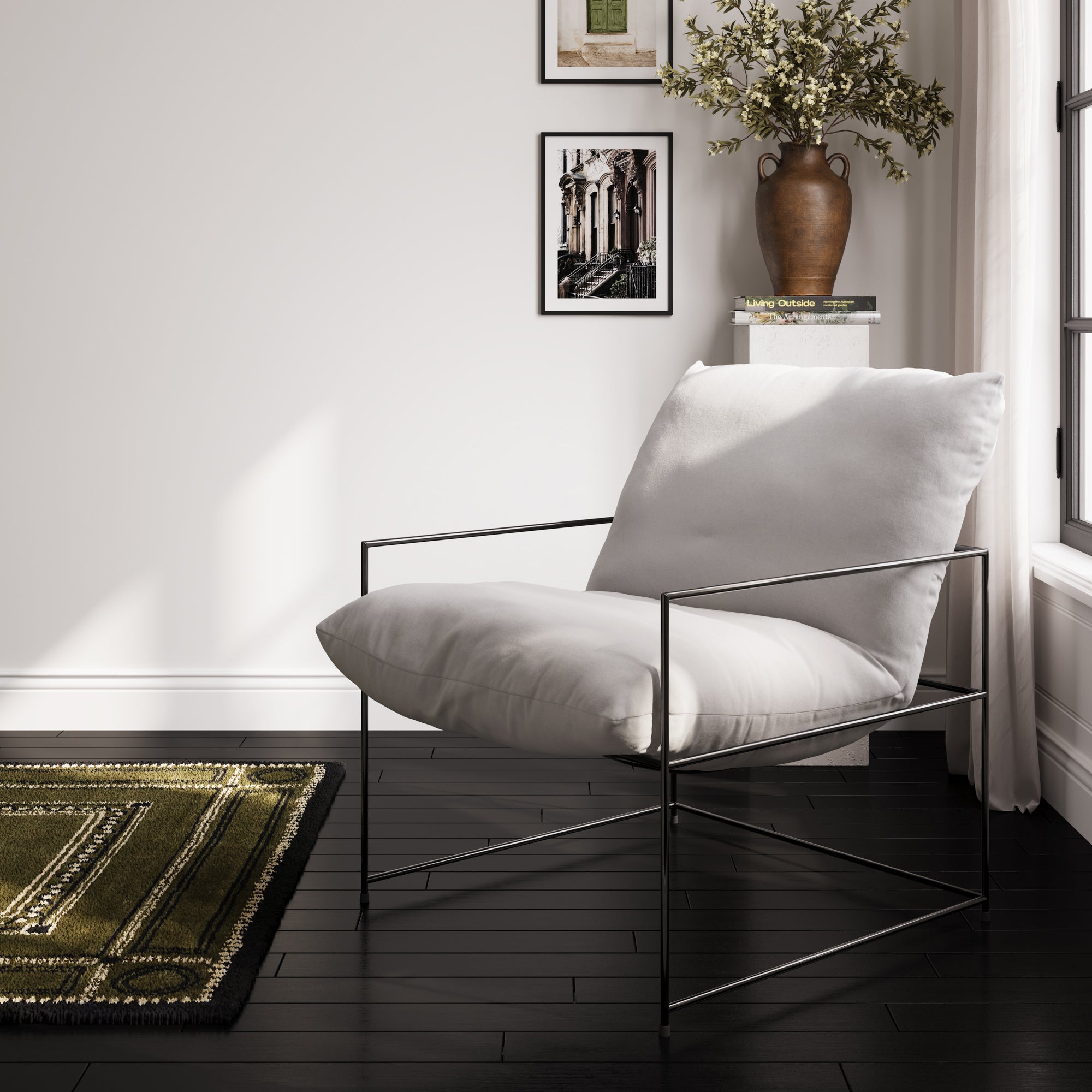 Modern white accent chair