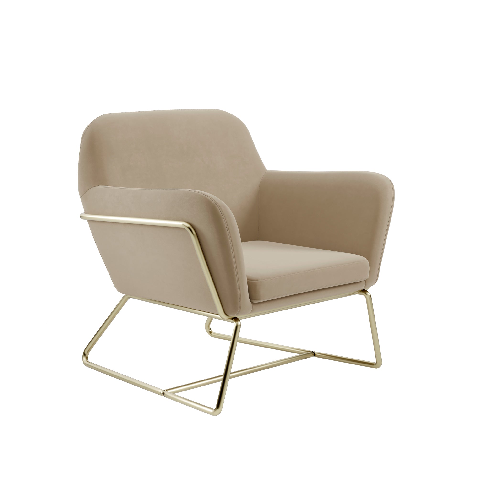 Chelsea Armchair Beige Velvet / Brushed Gold