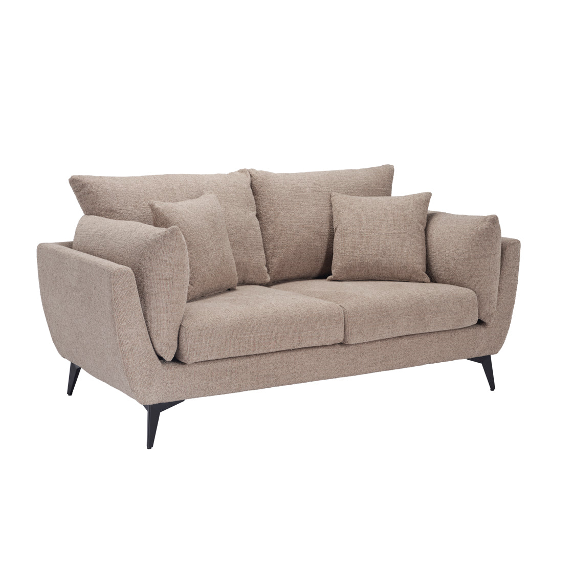Beige Chenille 2 seater sofa with black metal legs