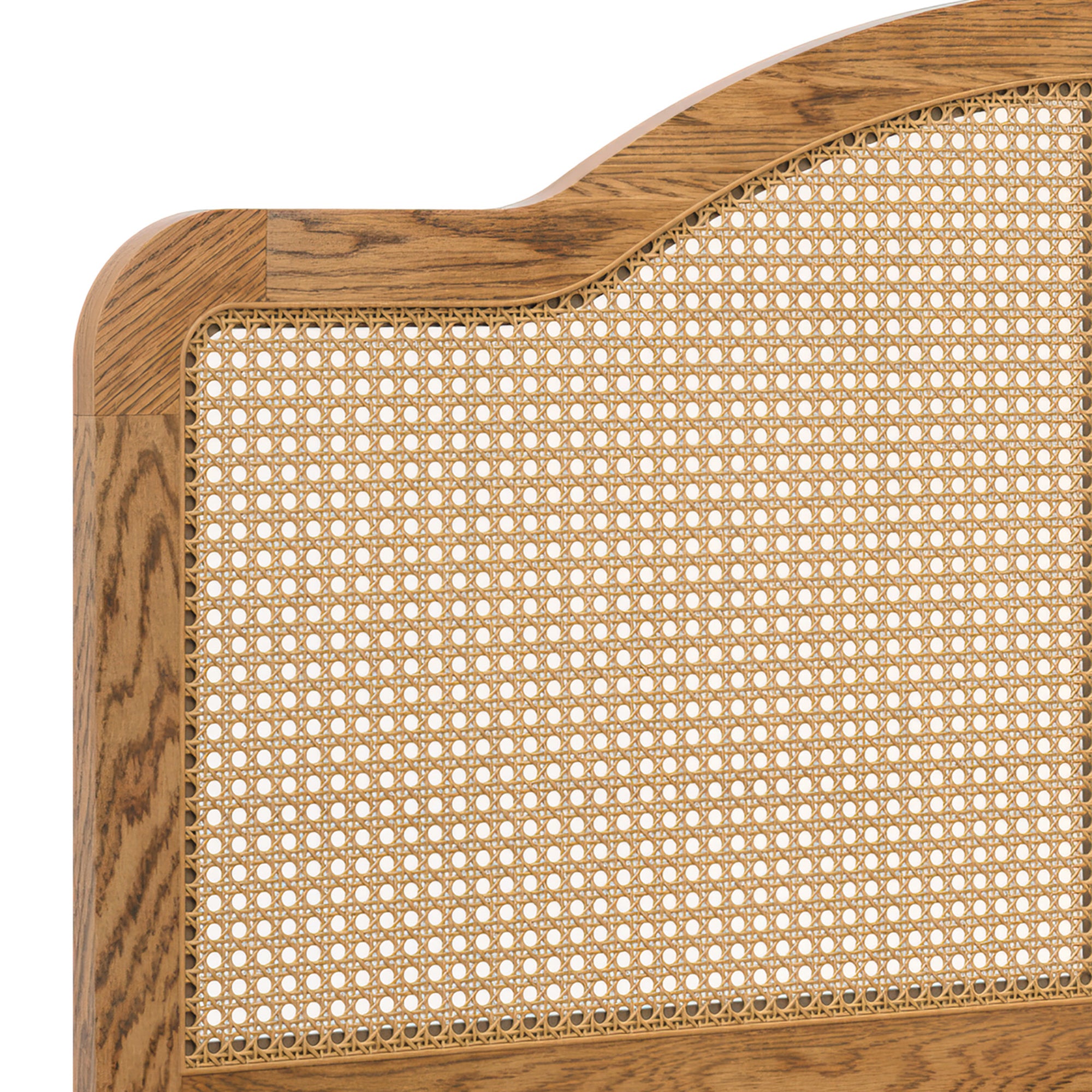 Wooden bed with curved headboard