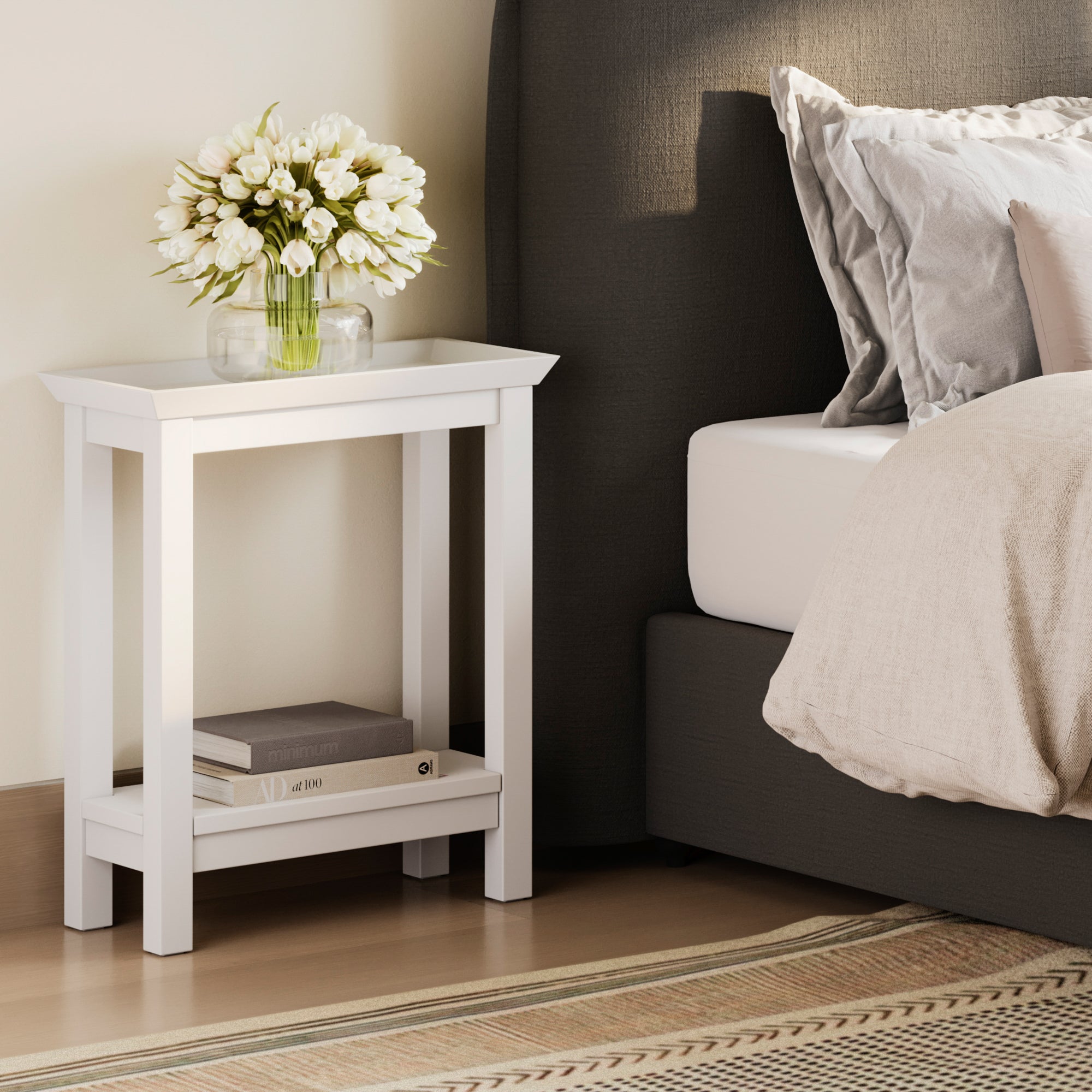 White modern side table console