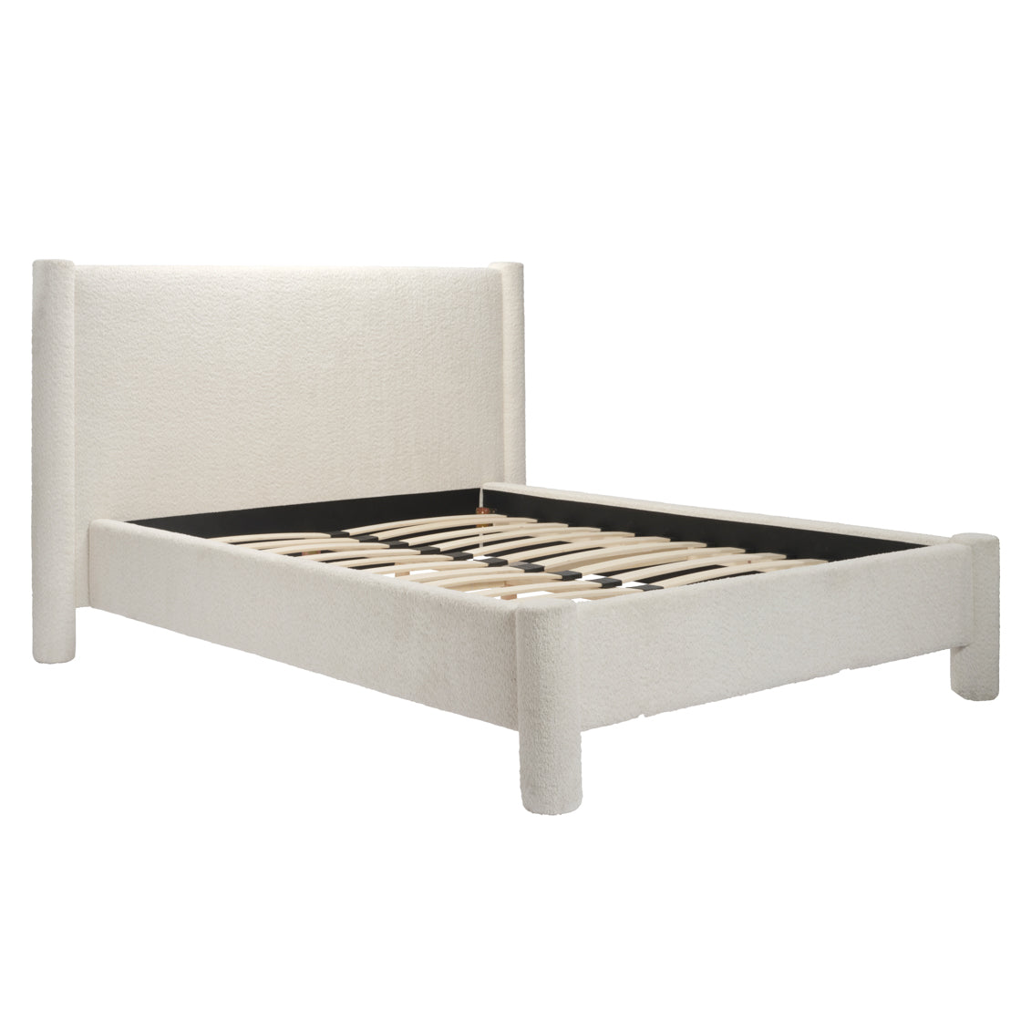 White boucle wide King Bed
