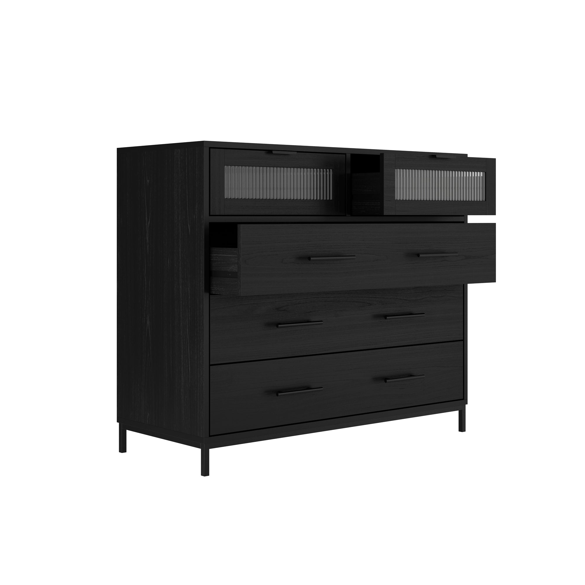 Waldorf Matte Black / Reeded Chest