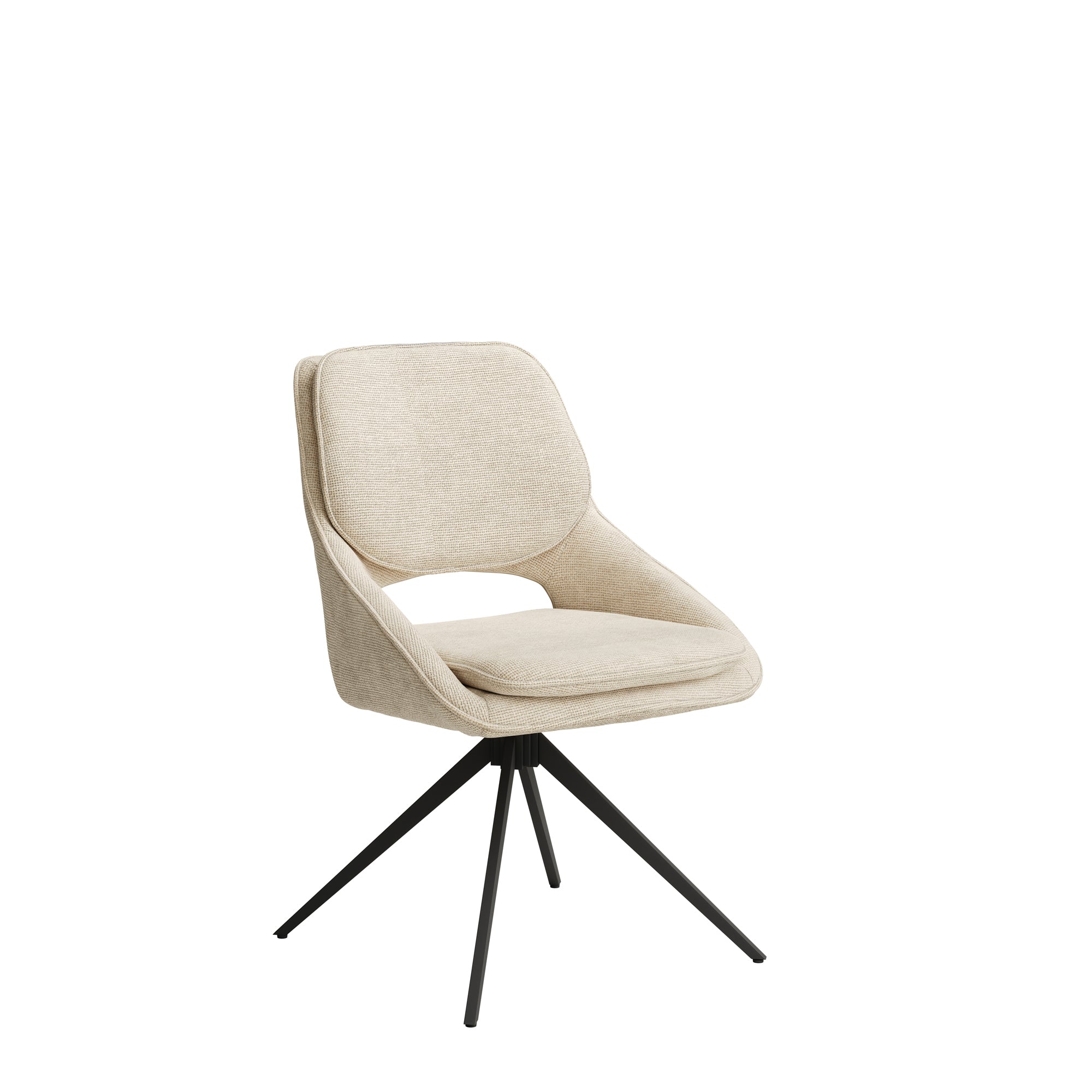 Modern Cream dining chair with matte black legs