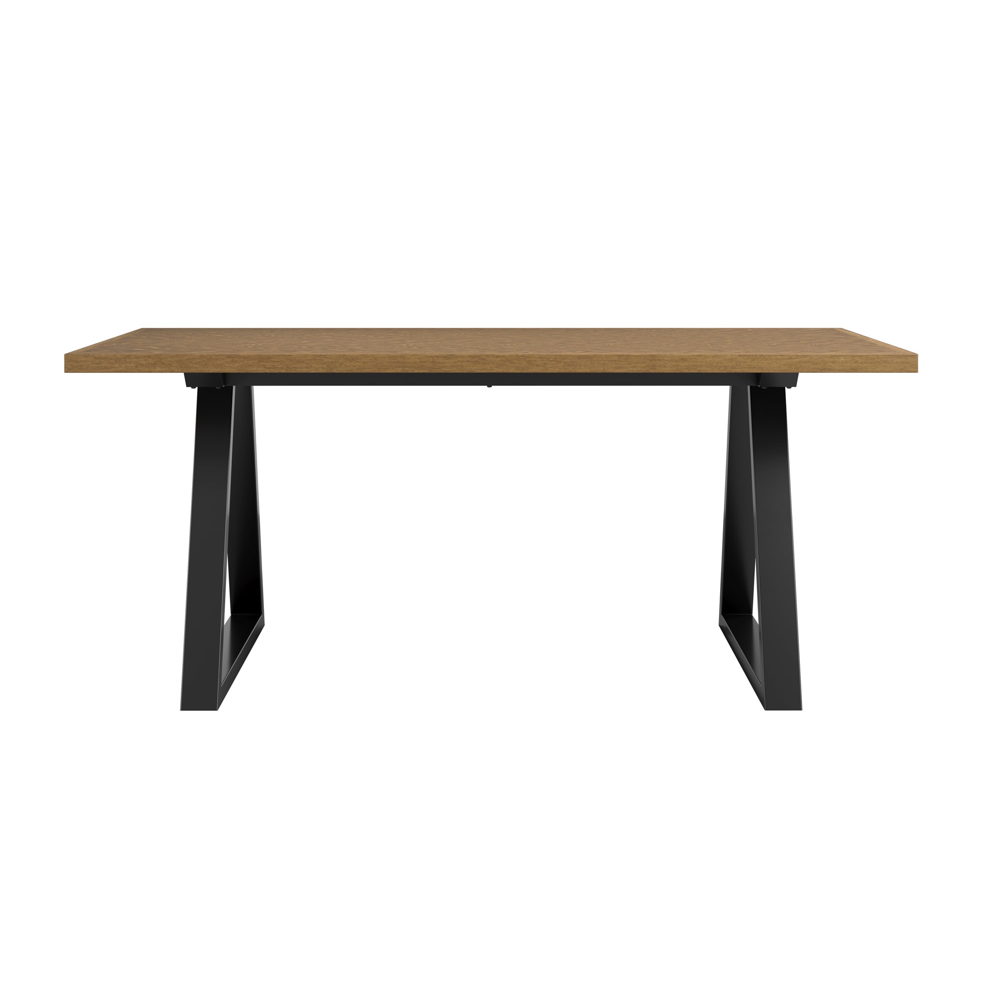 Wooden dining table with black metal legs