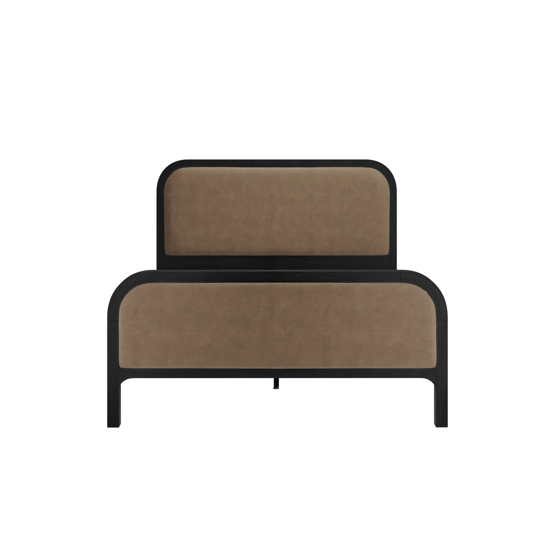 Black Framed Light brown fabric Double Bed