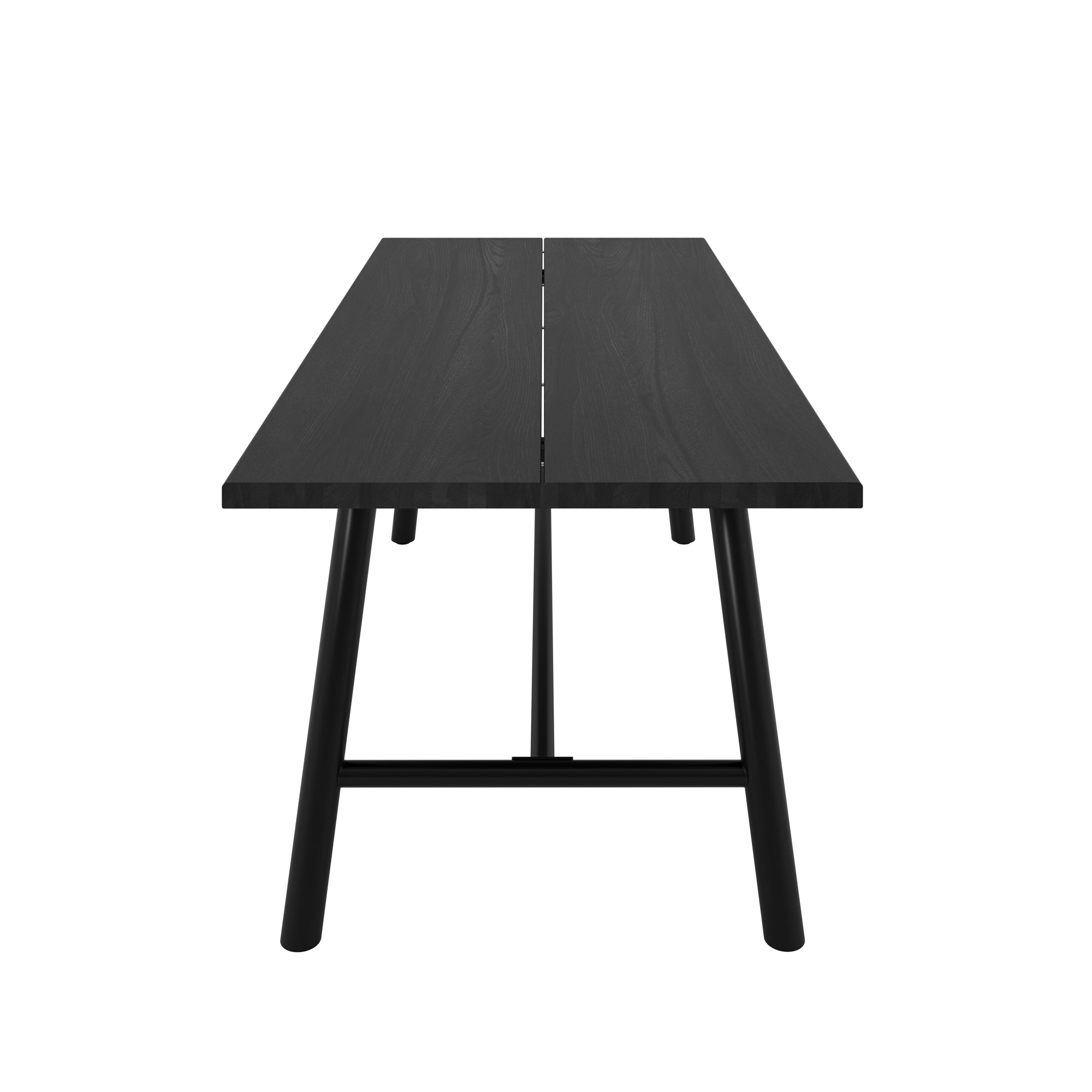 Long black wooden dining table