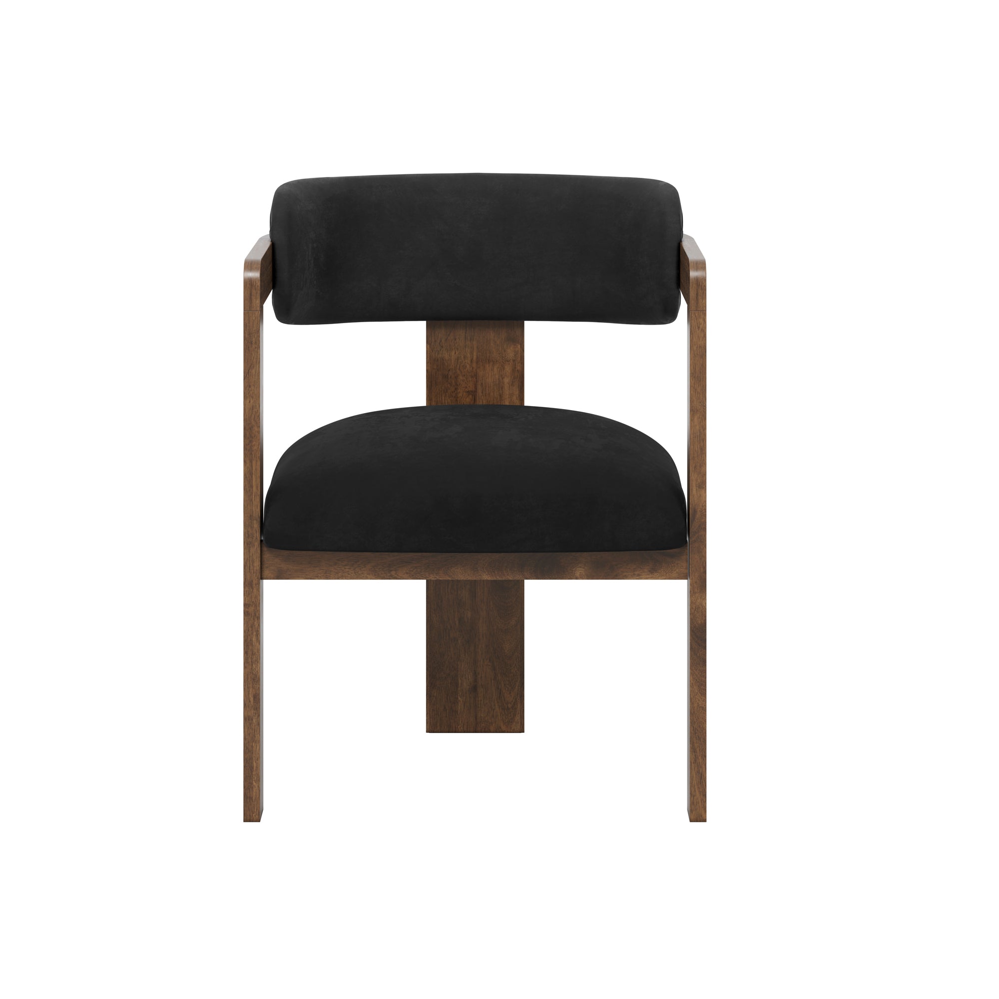 Modern black armchair with wooden accents