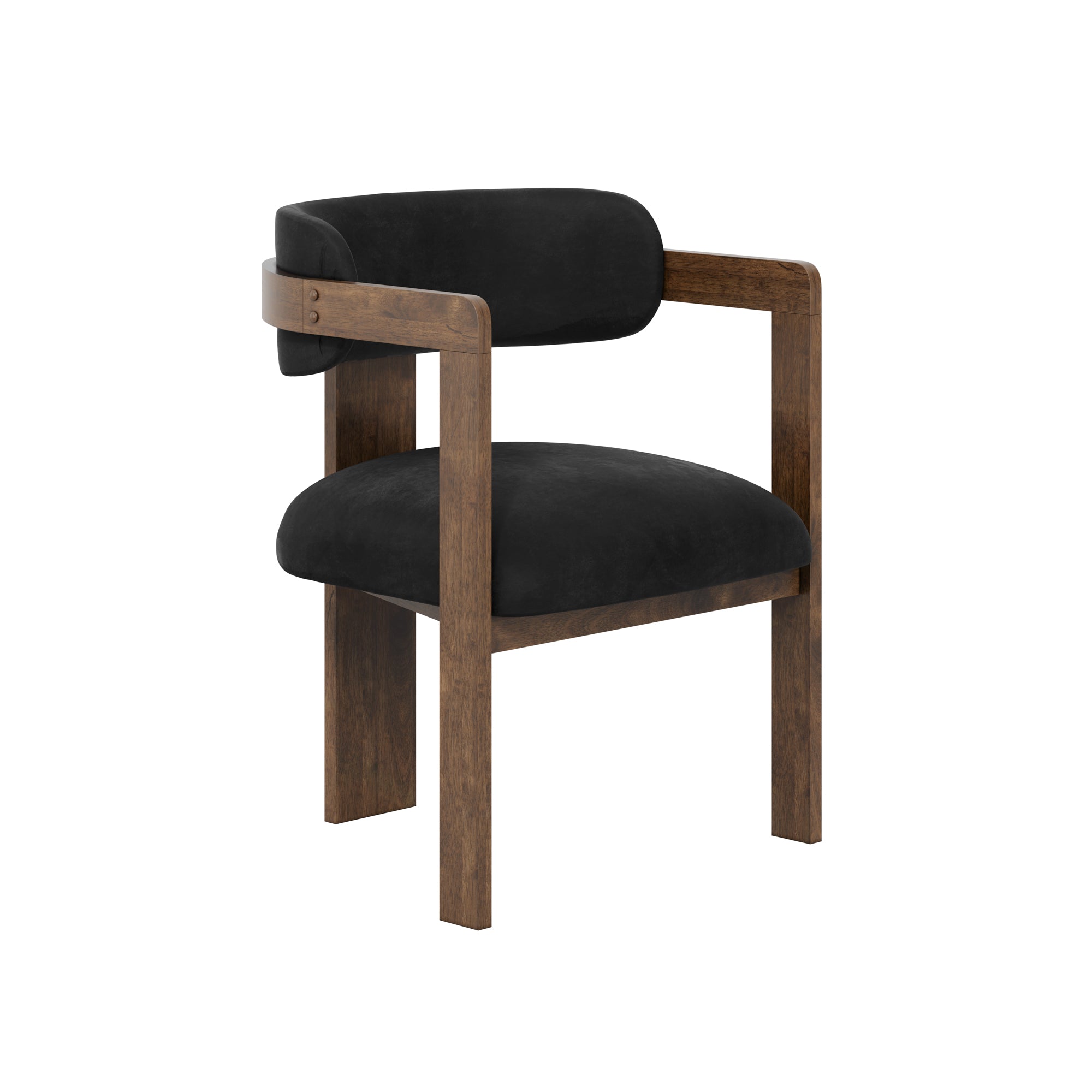 Modern black armchair with wooden accents