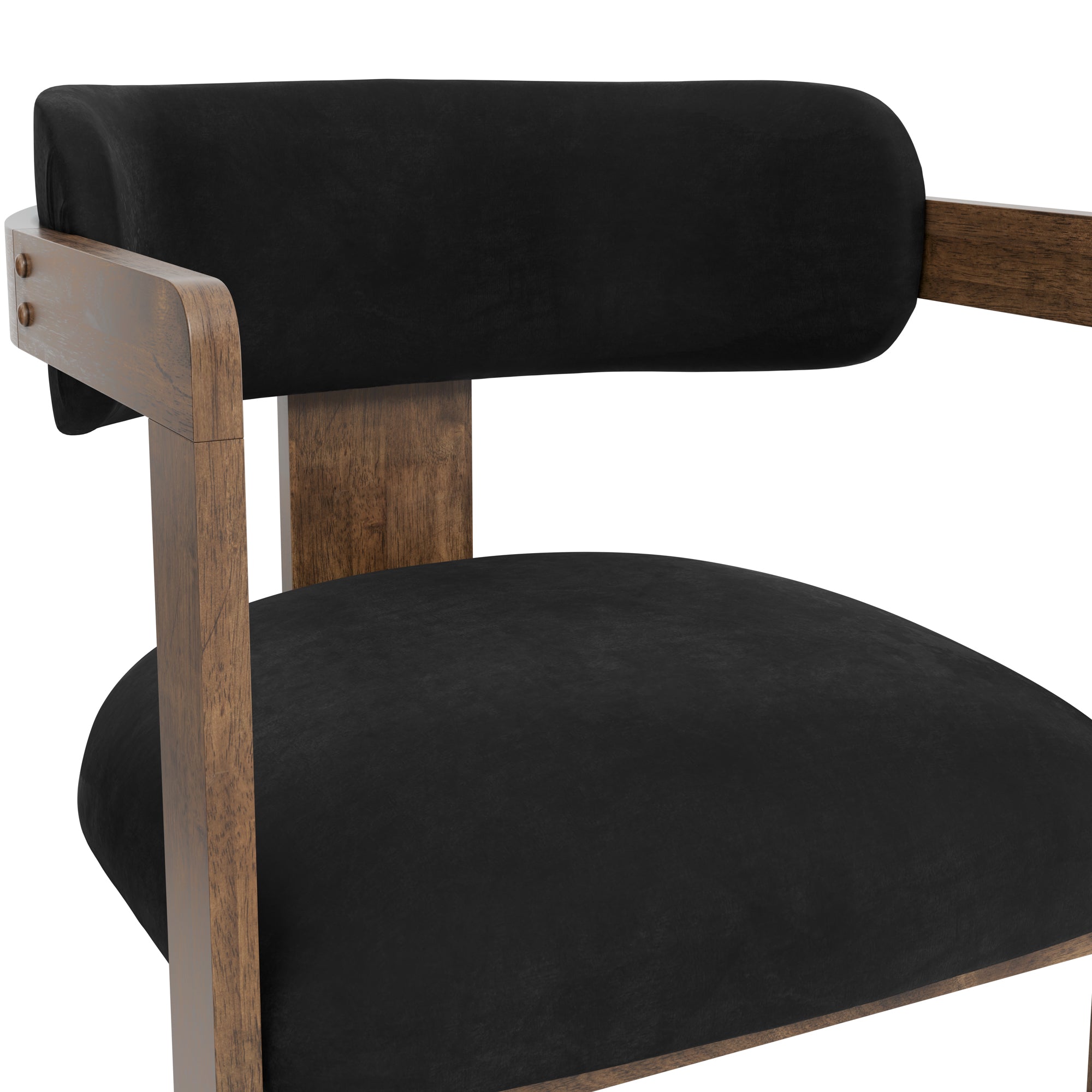 Modern black armchair with wooden accents