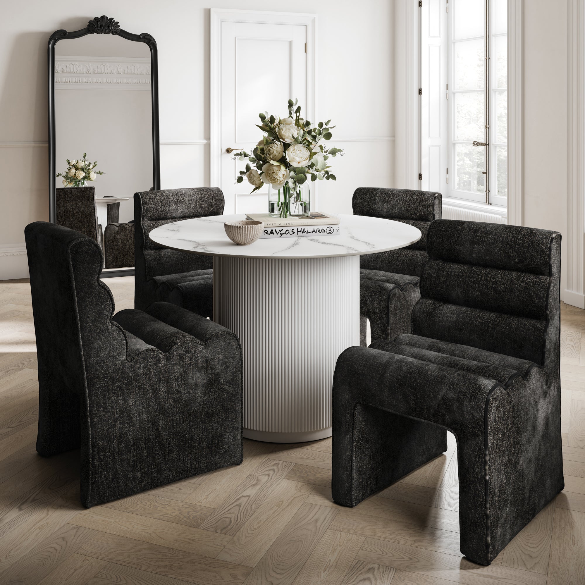 Black velvet dining chair