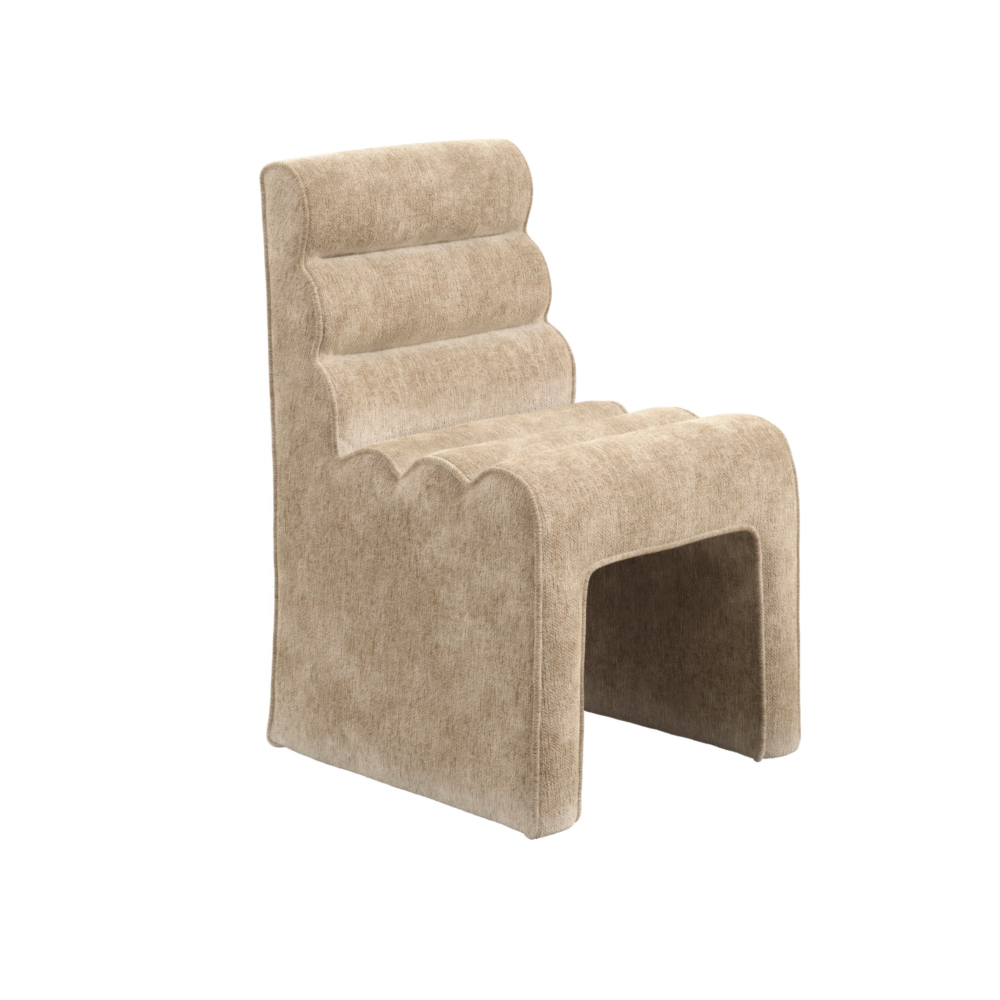 Beige velvet dining chair