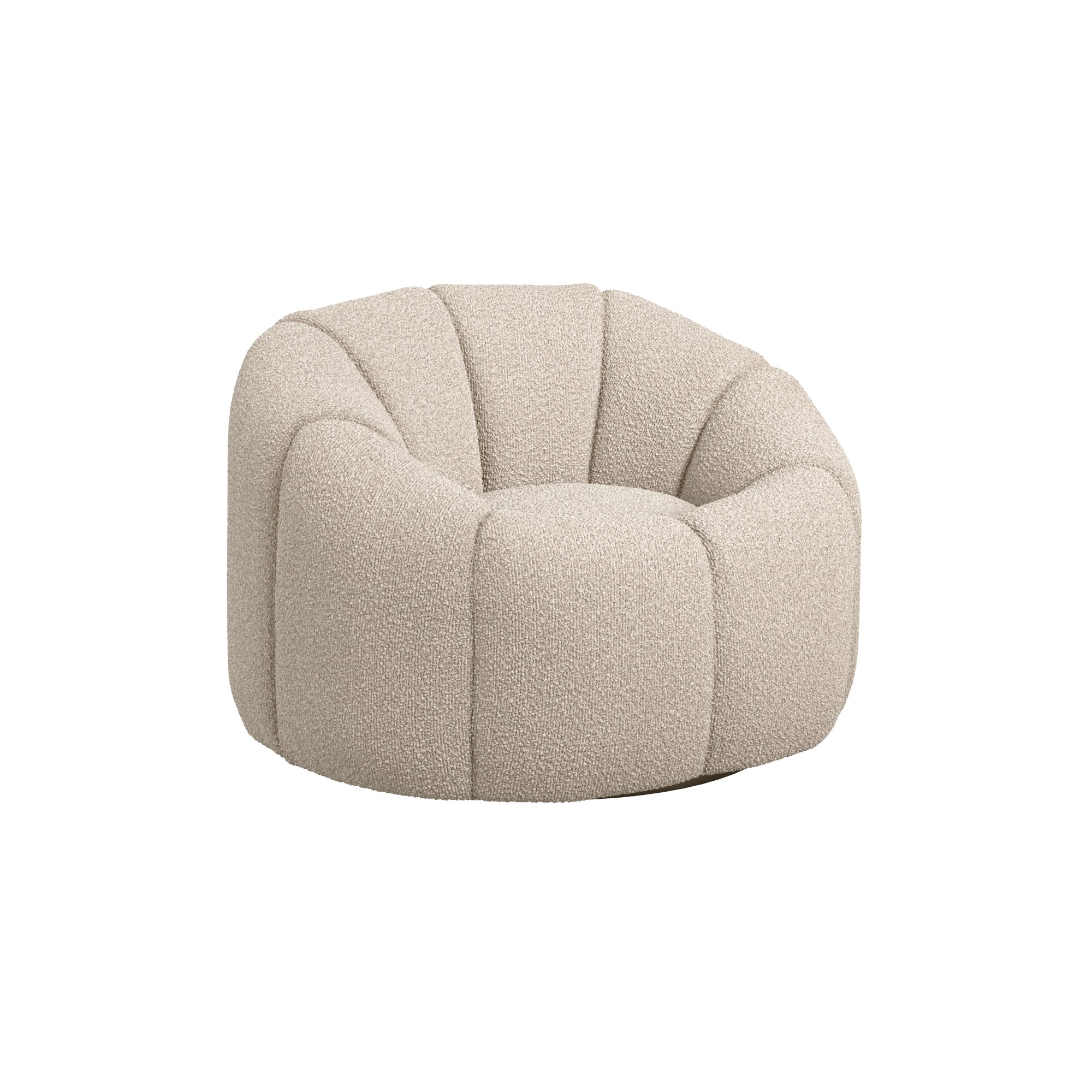 Beige boucle round swivel accent chair