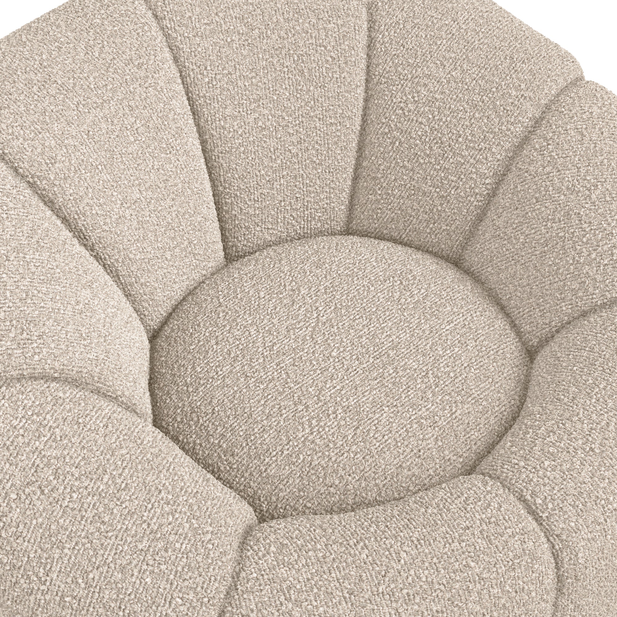 Beige boucle round swivel accent chair