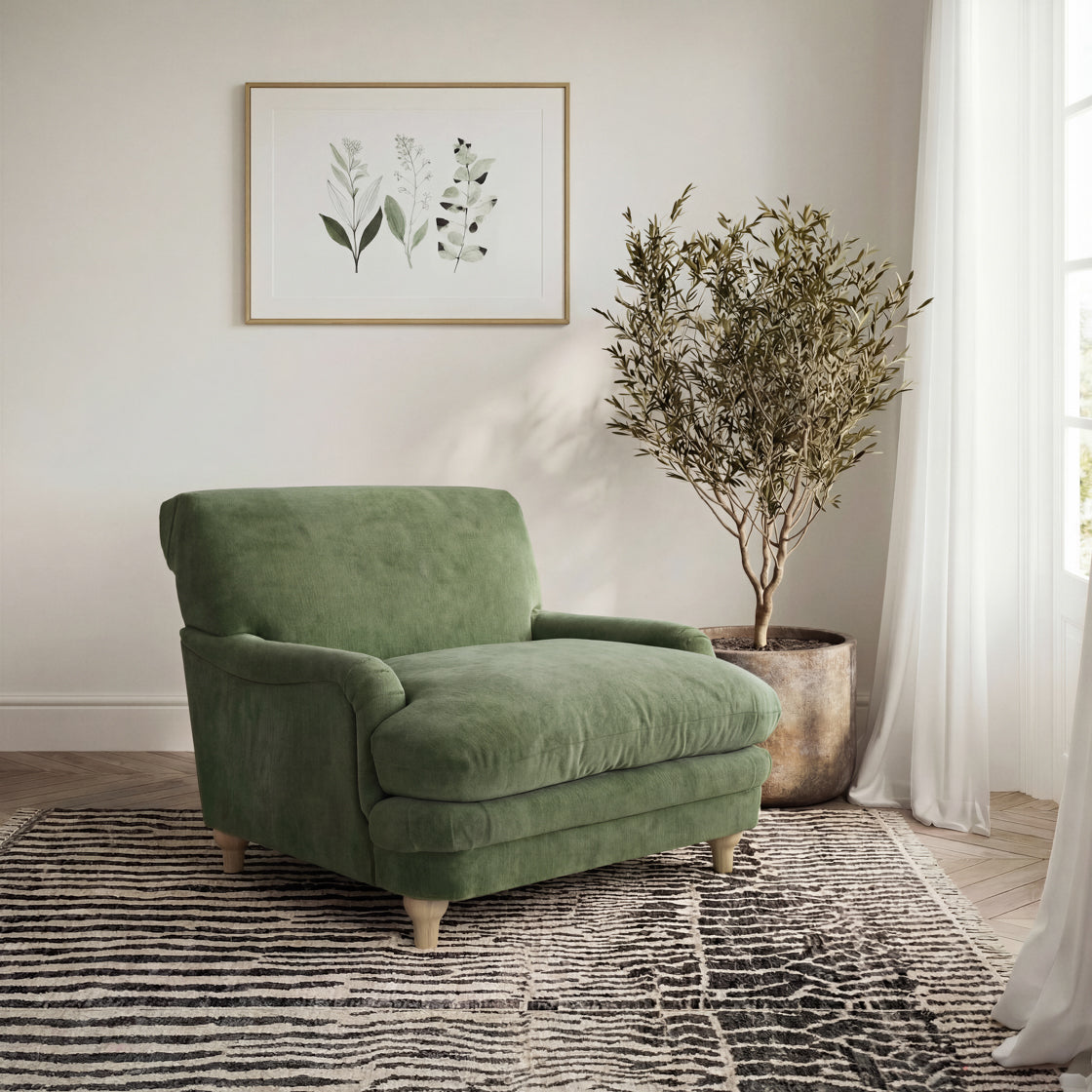 Soft Green Chenille Armchair