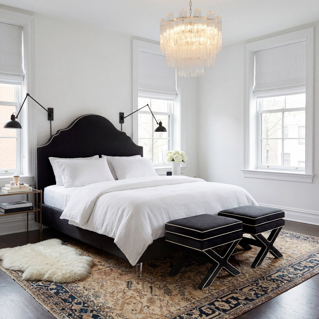 Black Velvet Ornate King Bed
