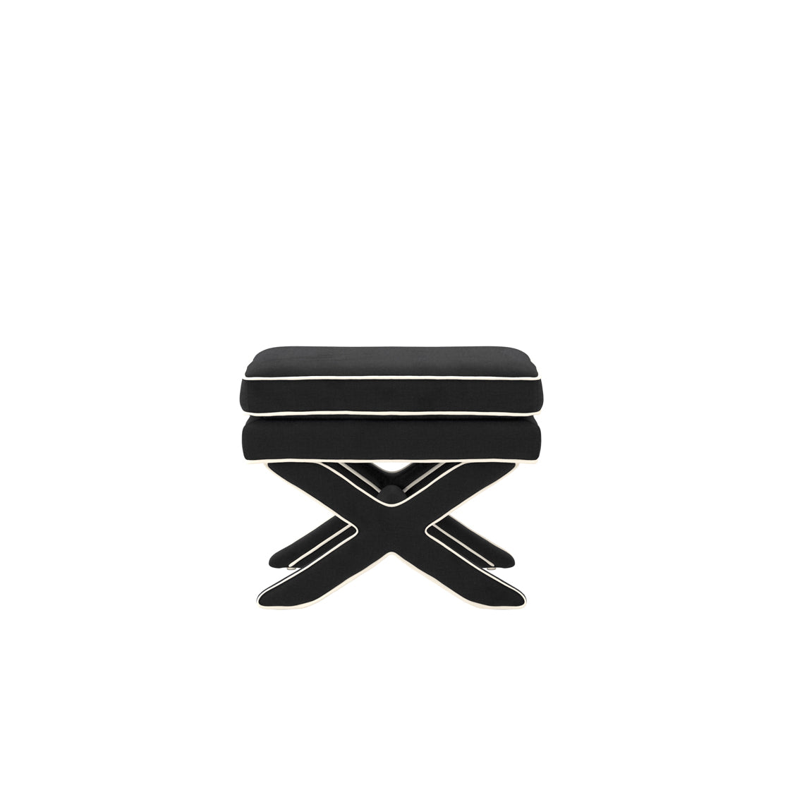 Black Velvet X shaped Stool