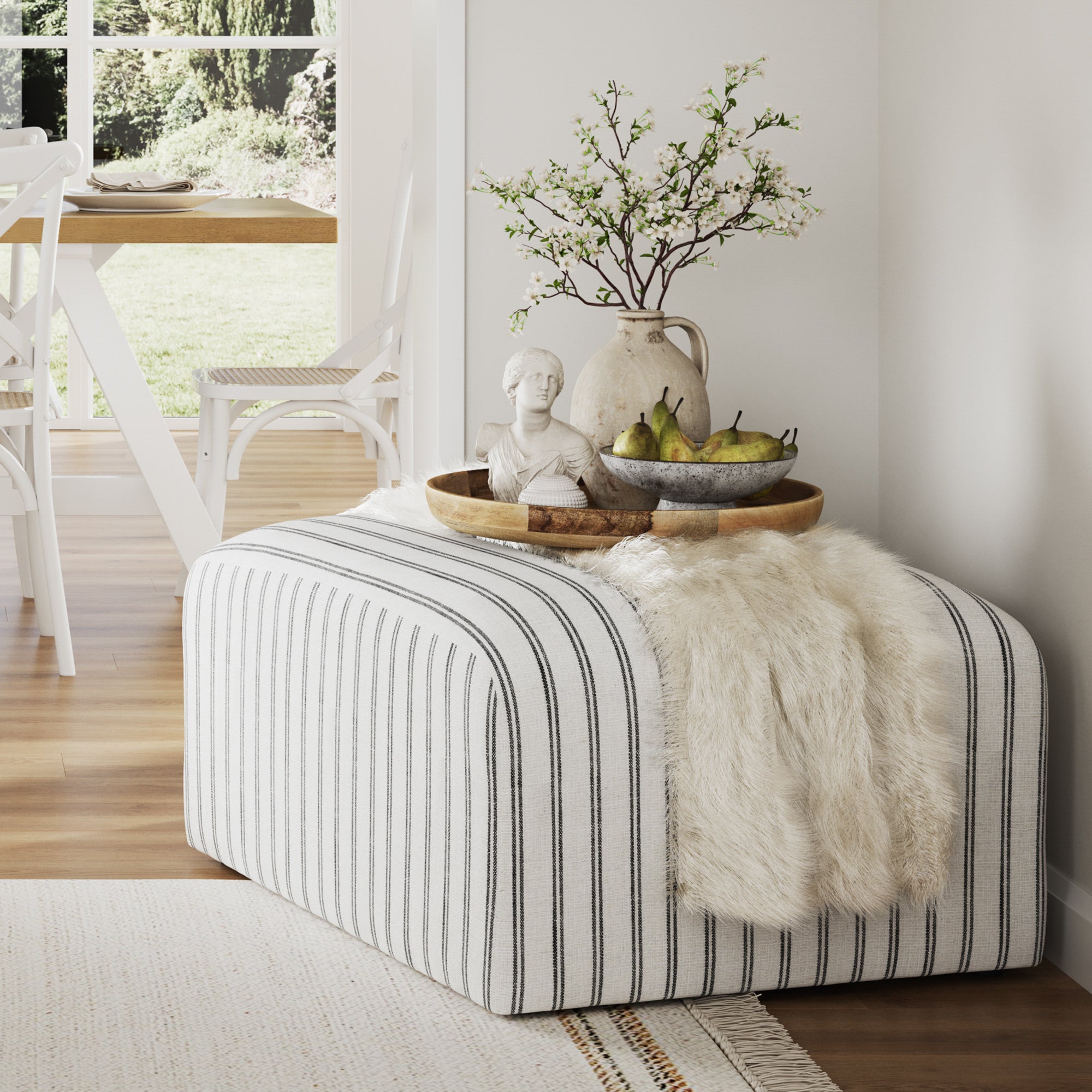 Winona Chalk Stripe Pouffe