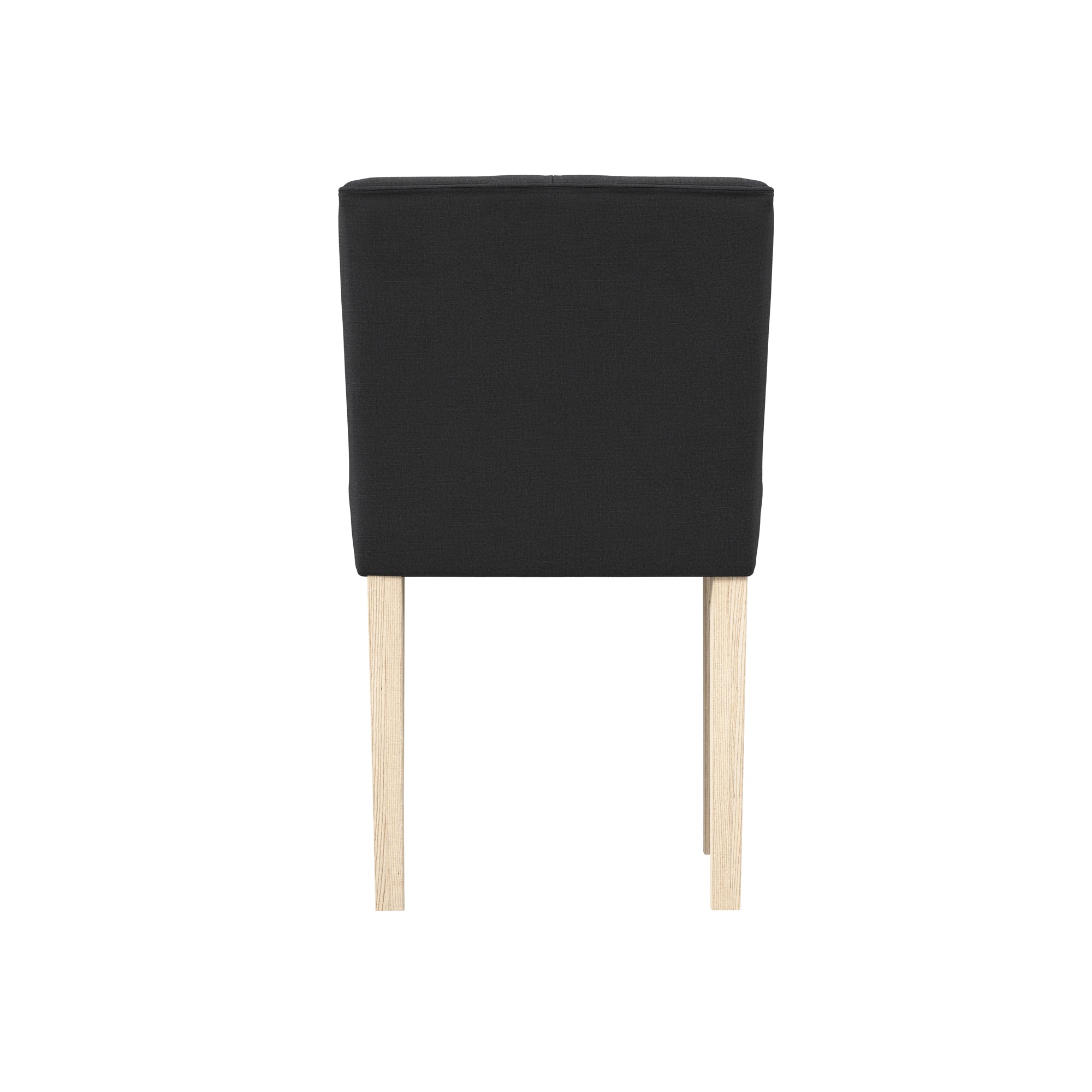 Dark grey linen chair with wooden legs