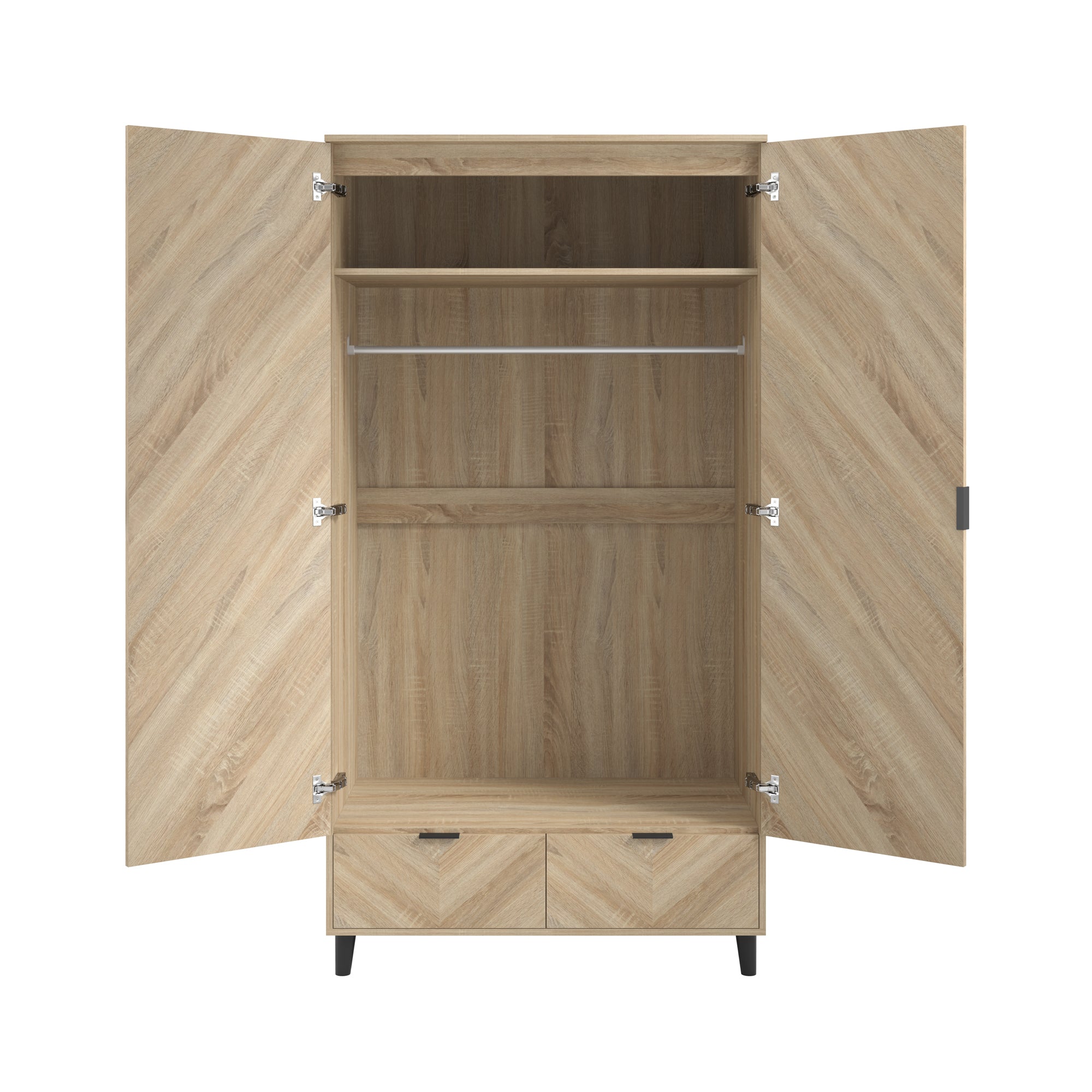 Chevron pattern wardrobe in oak