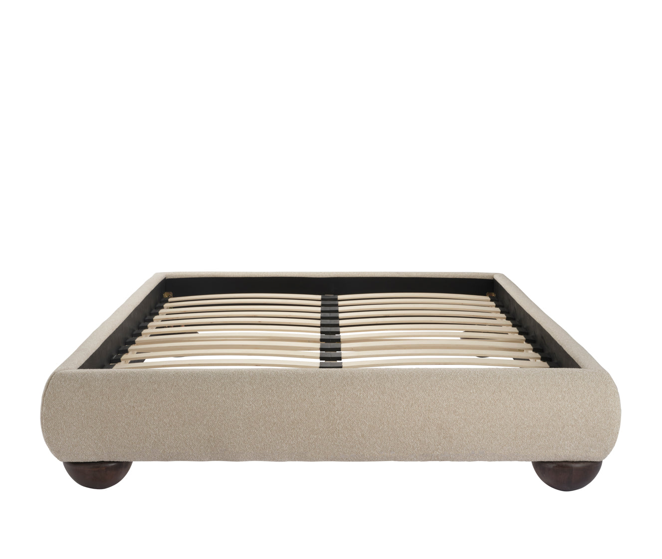 beige Tweed fabric King Bed