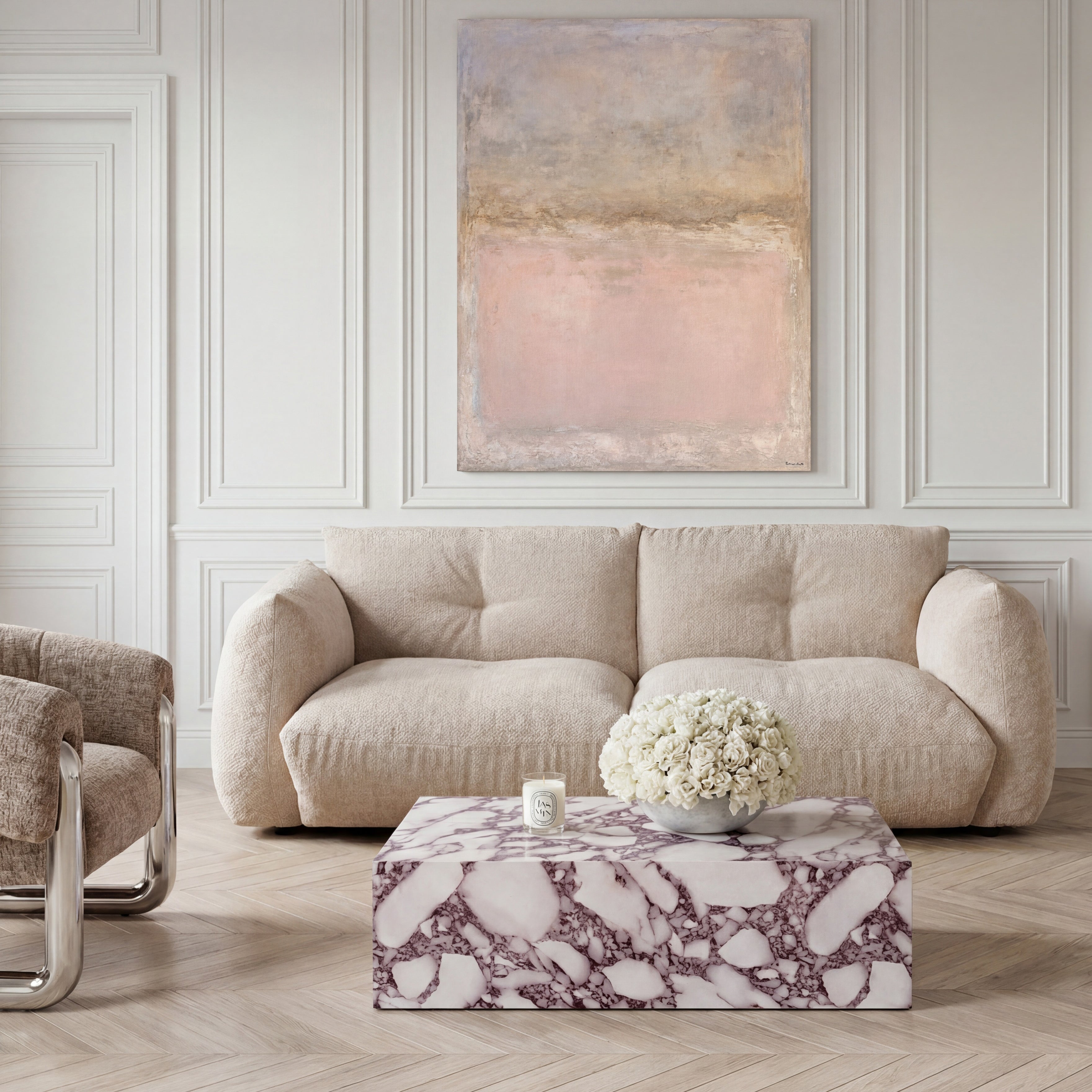 Marble-patterned square coffee table