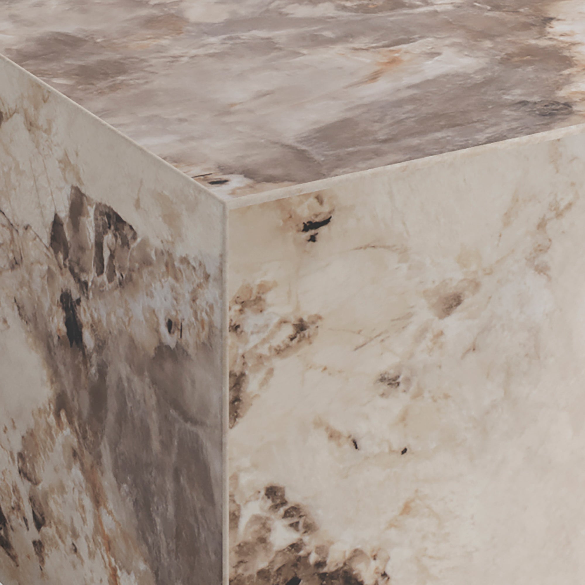 Square marble effect coffee table