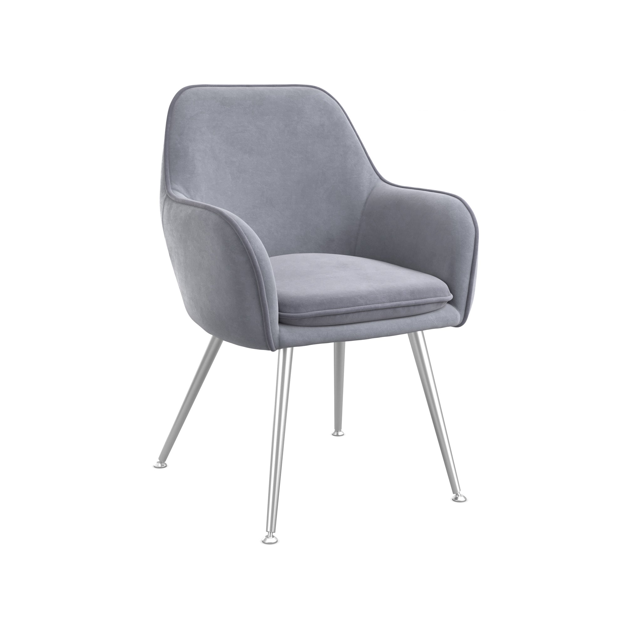 Grey armchair with silver legs