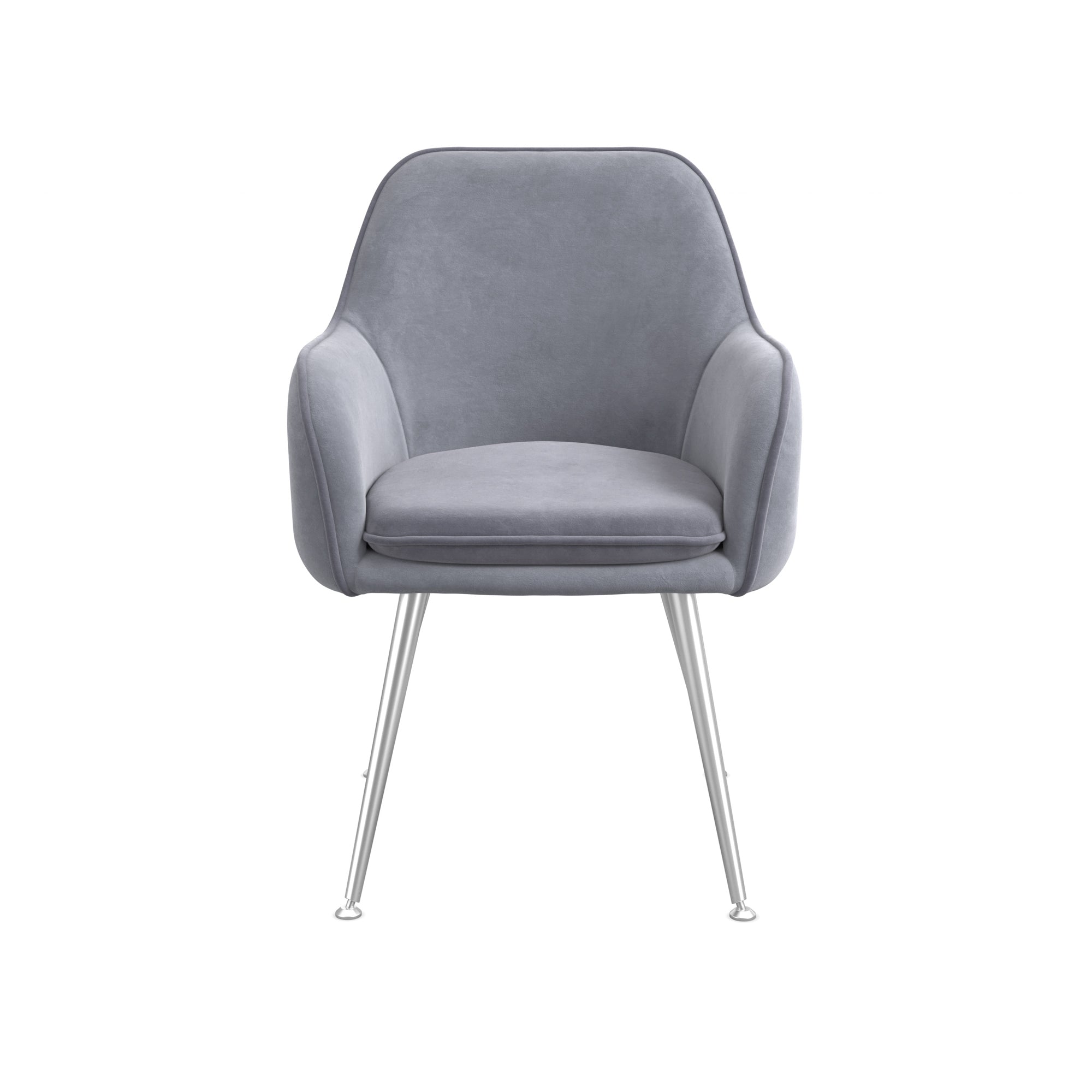 Grey armchair with silver legs
