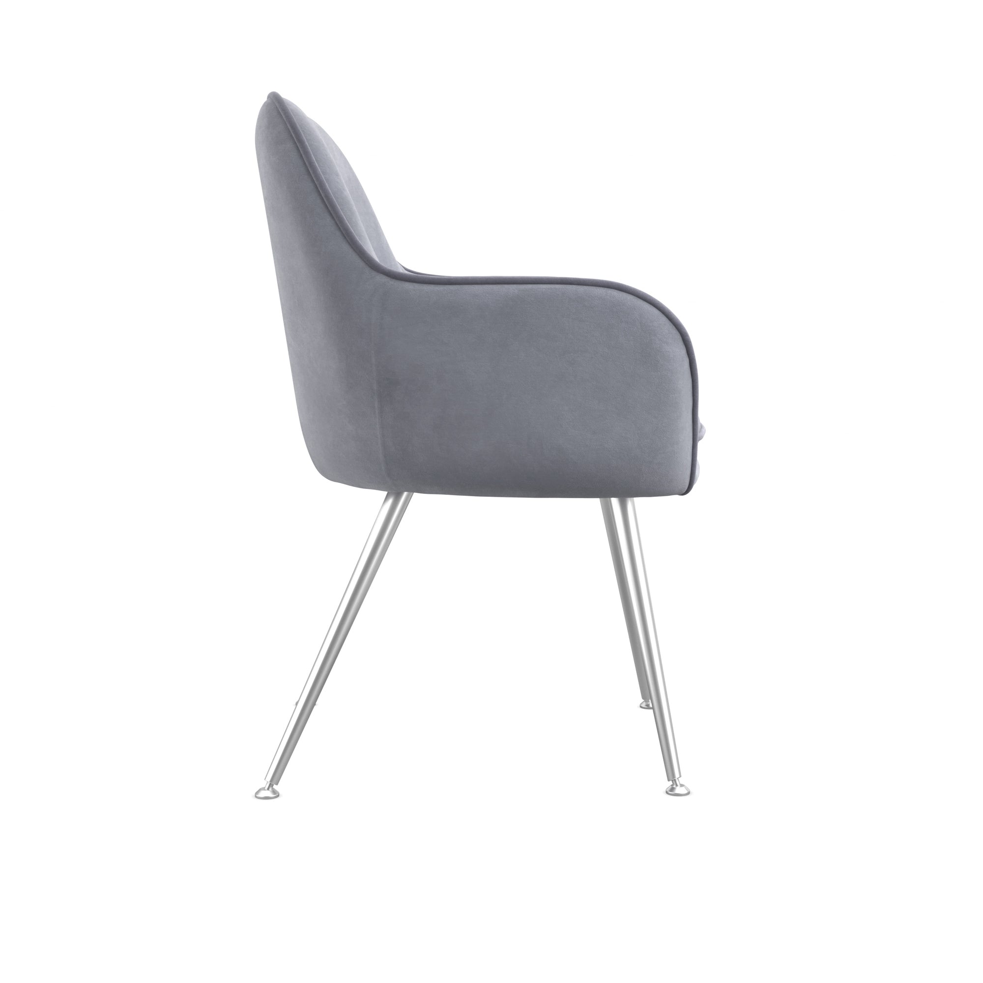 Grey armchair with silver legs