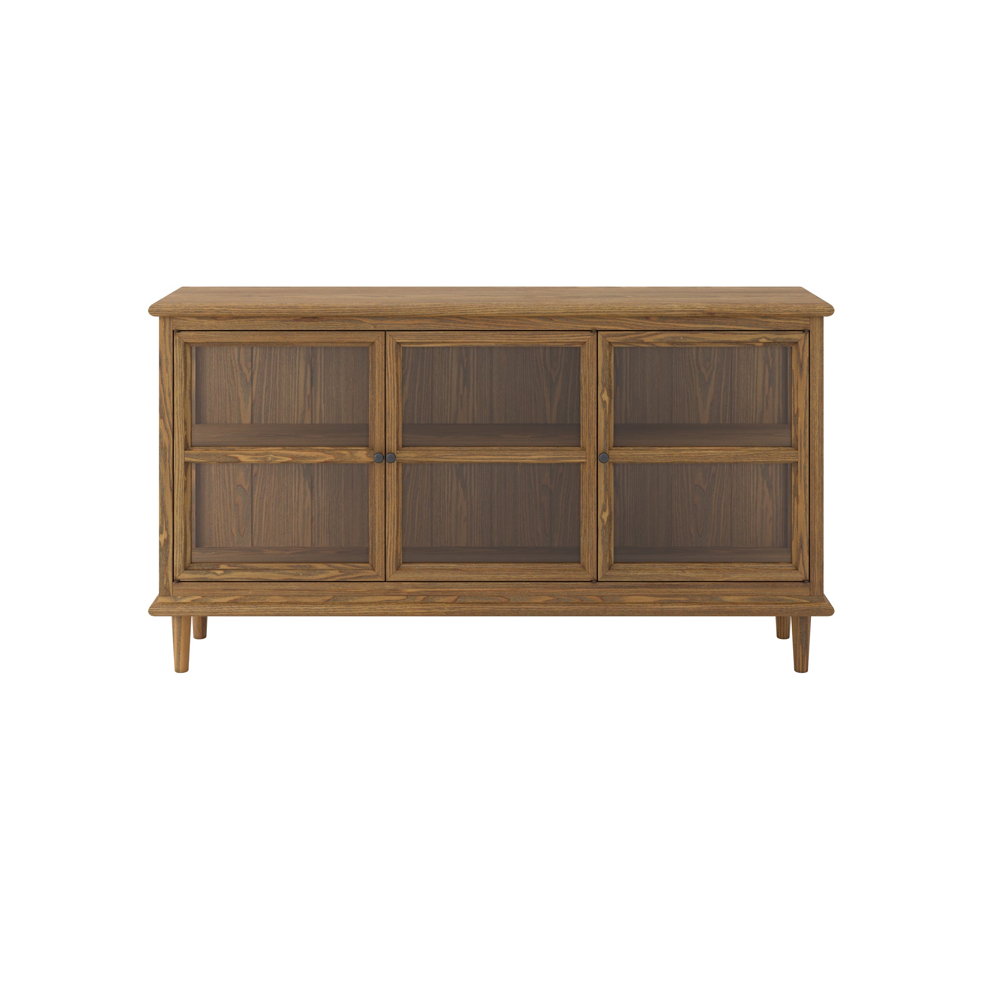 Wooden sideboard console with glass panels