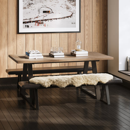 Wooden dining table with black metal legs 