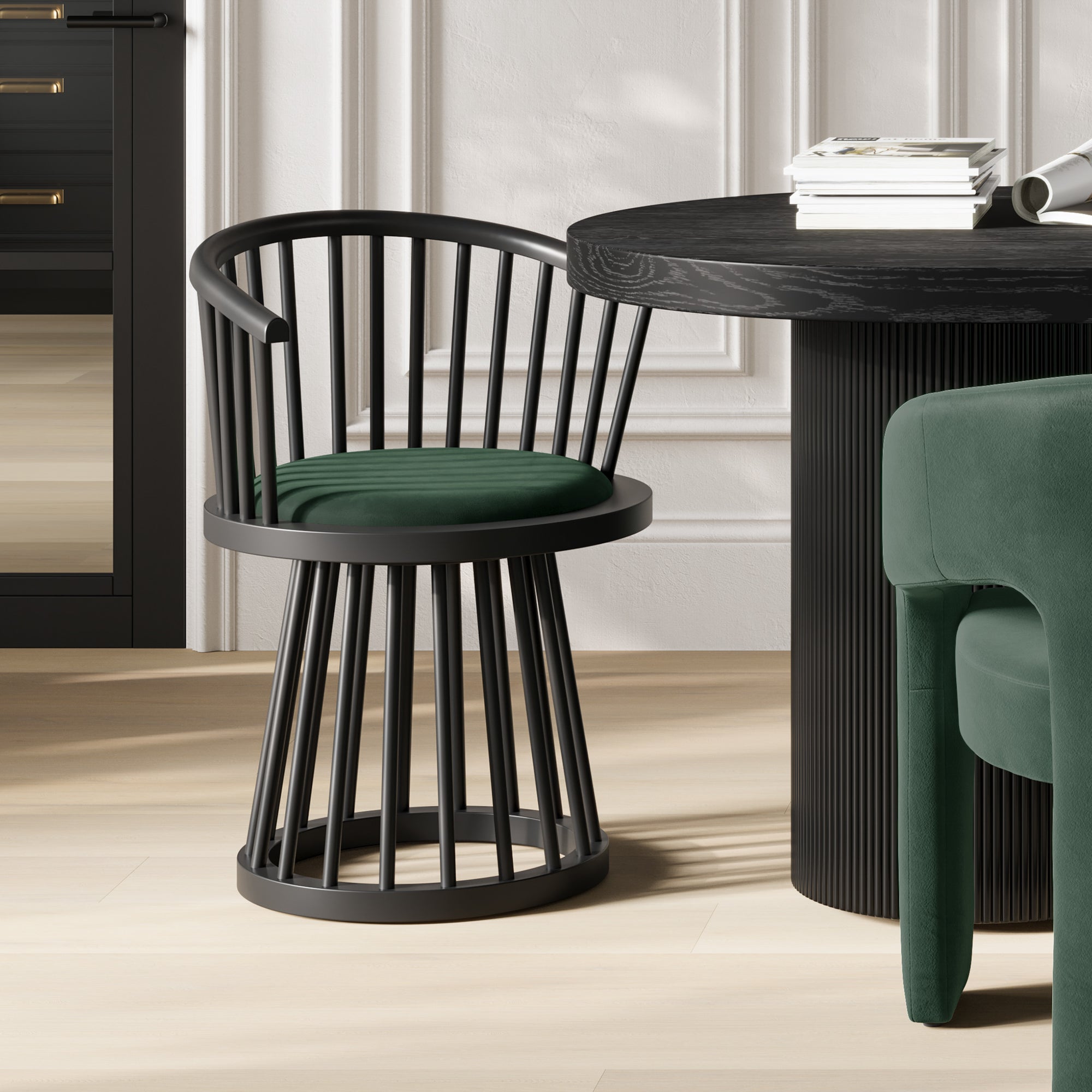 Lila Forest Green / Black Dining Chair