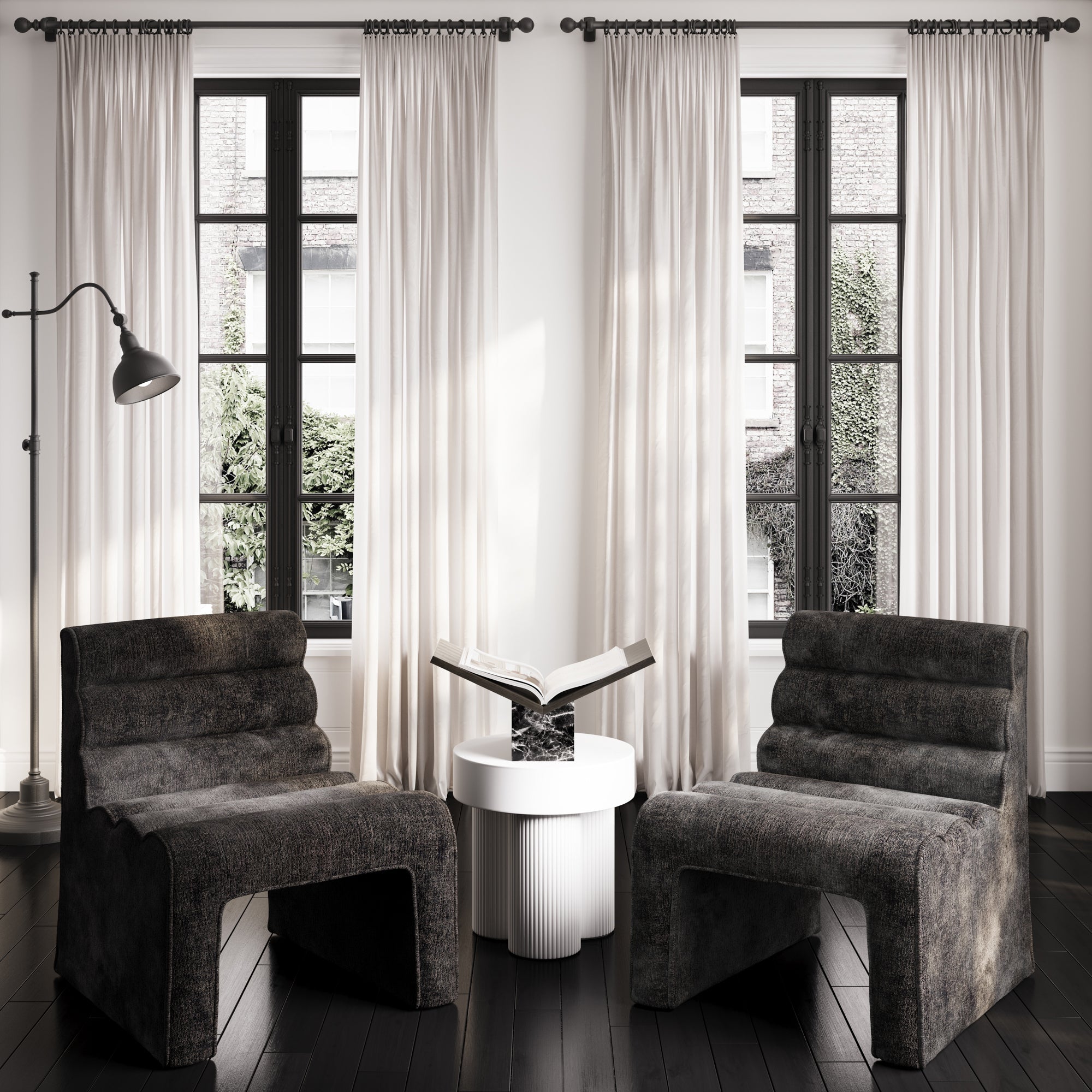 Black velvet accent chair