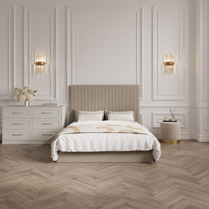 Vienna Beige Tall Ottoman Super King Size Bed
