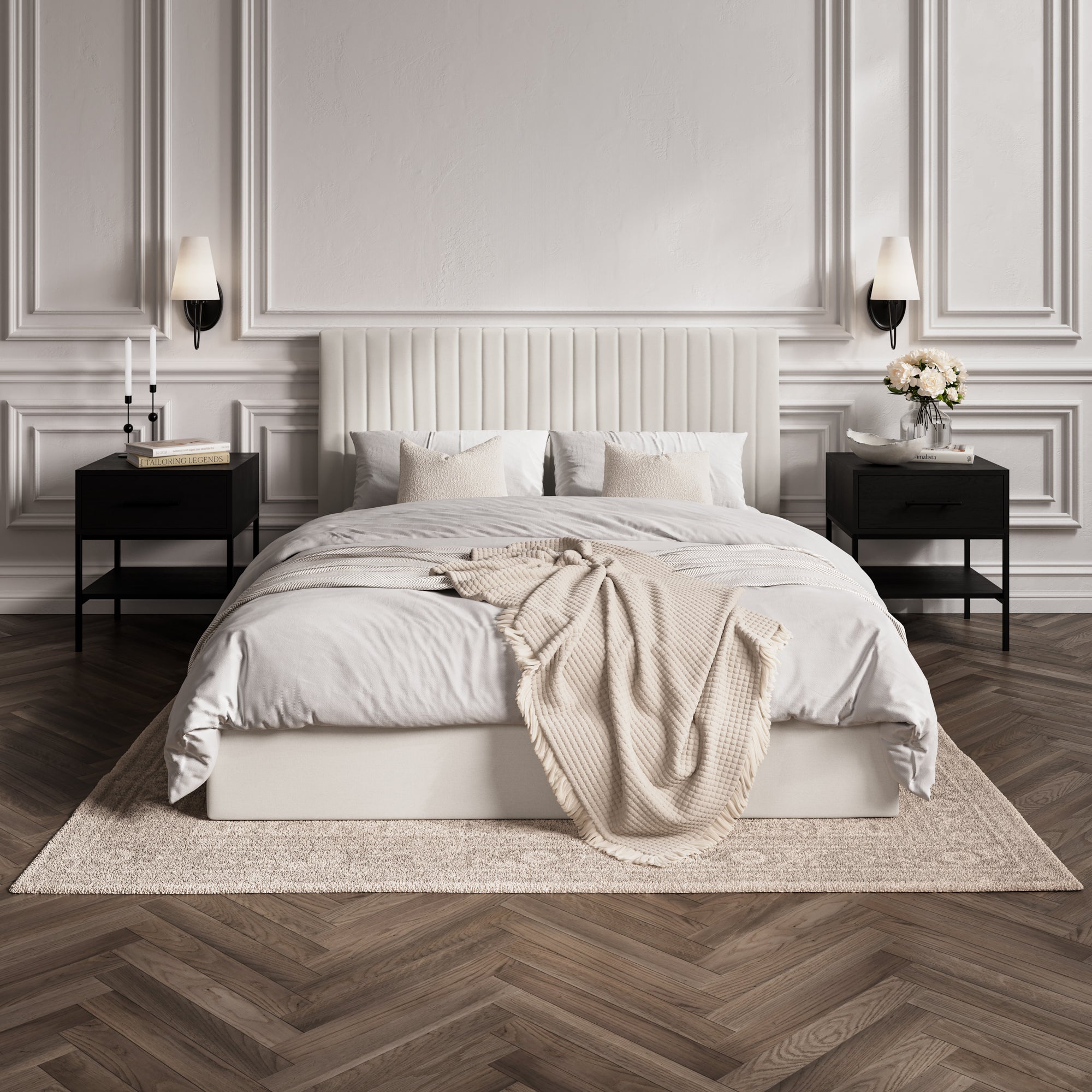 Vienna Milk Ottoman Double Bed