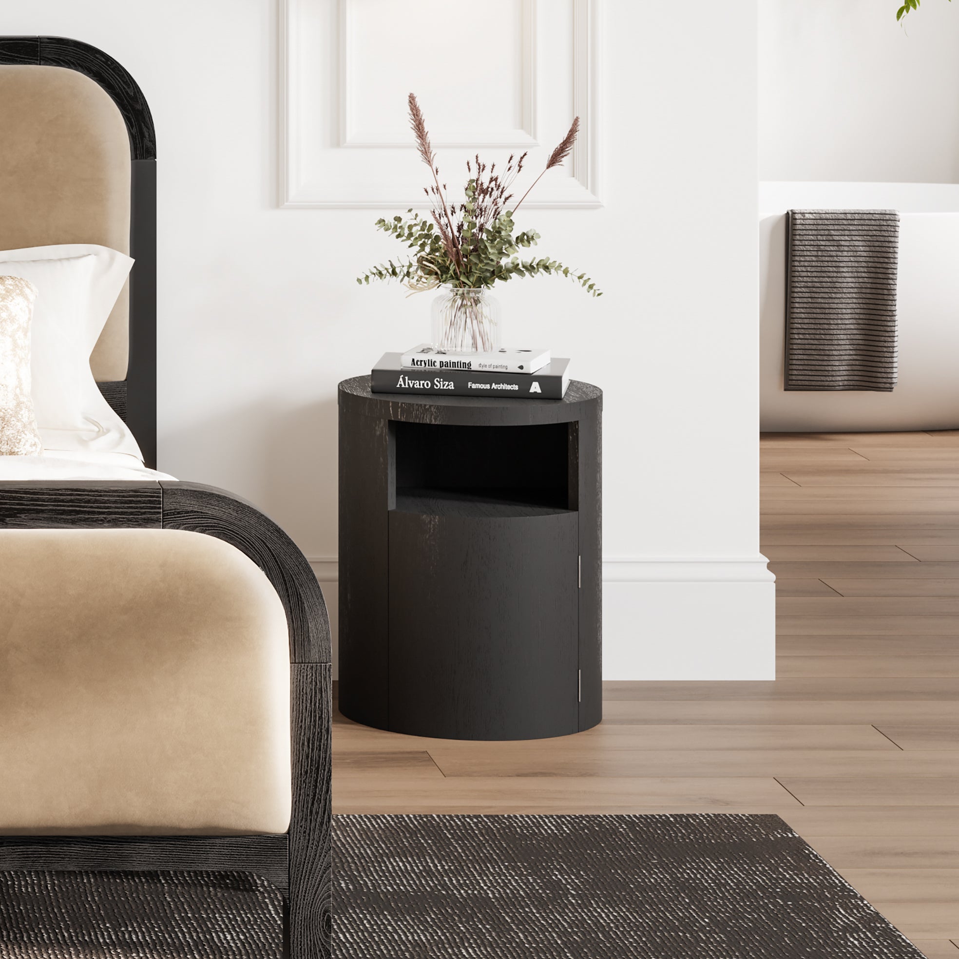 Yora Black Bedside Cabinet