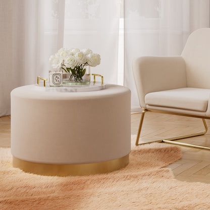 Fitzrovia Pouffe Cream Velvet / Brushed Gold Large