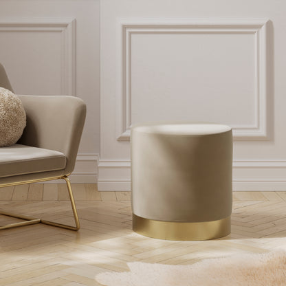 Fitzrovia Pouffe Beige Velvet / Brushed Gold Small