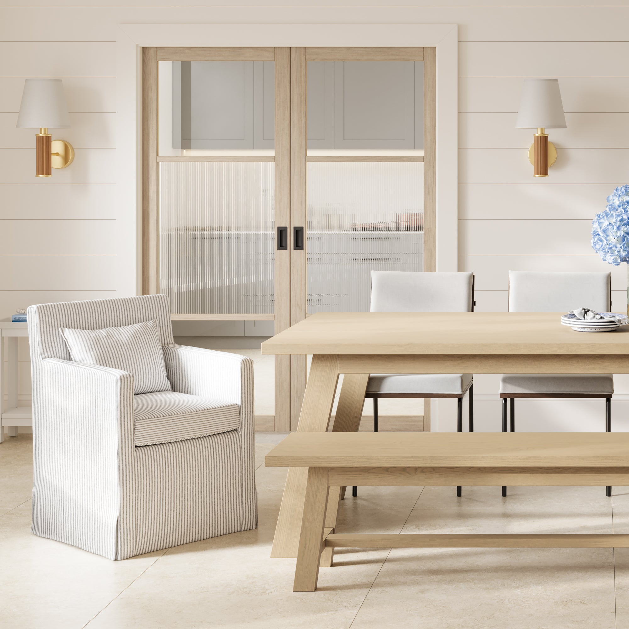 Hampstead Grey Thin Stripe Dining Chair