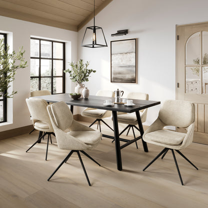 Long black wooden dining table 