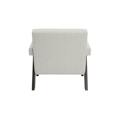 Modern Cream velvet armchair with brown wooden legs