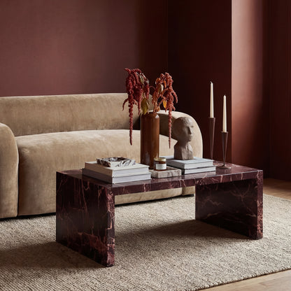 Red Marble Patterned Coffee Table  